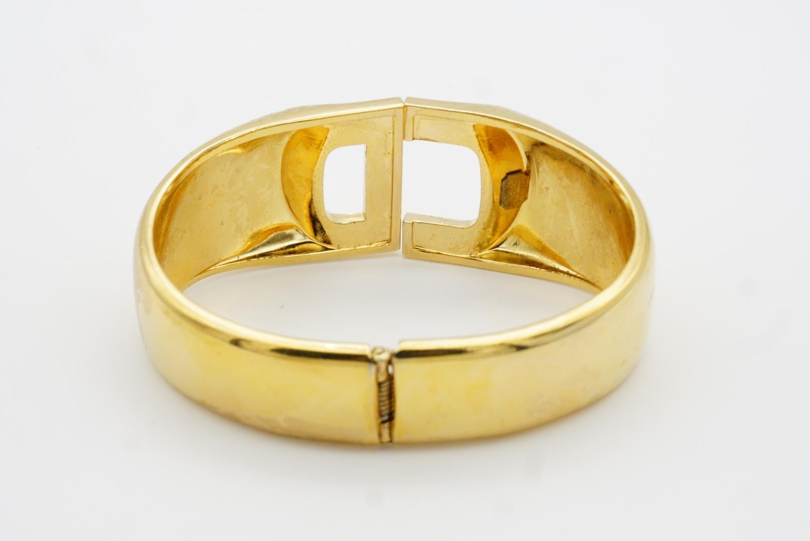 Christian Dior 1973 Logo CD Chunky Clamper Manschette Gold Cuff Pulsera brazalete en venta 10