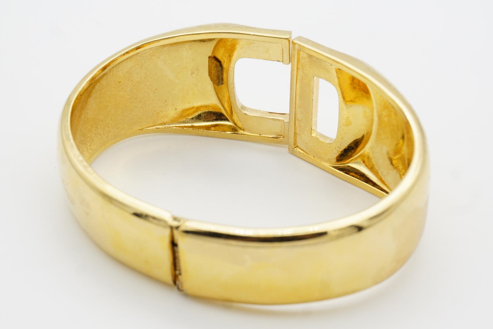 Christian Dior 1973 Logo CD Chunky Clamper Manschette Gold Cuff Pulsera brazalete en venta 11