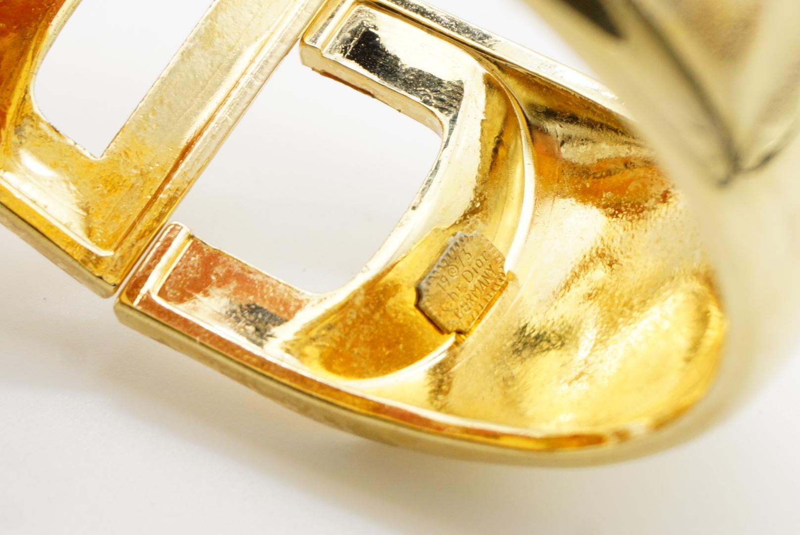 Christian Dior 1973 Logo CD Chunky Clamper Manschette Gold Cuff Pulsera brazalete en venta 12