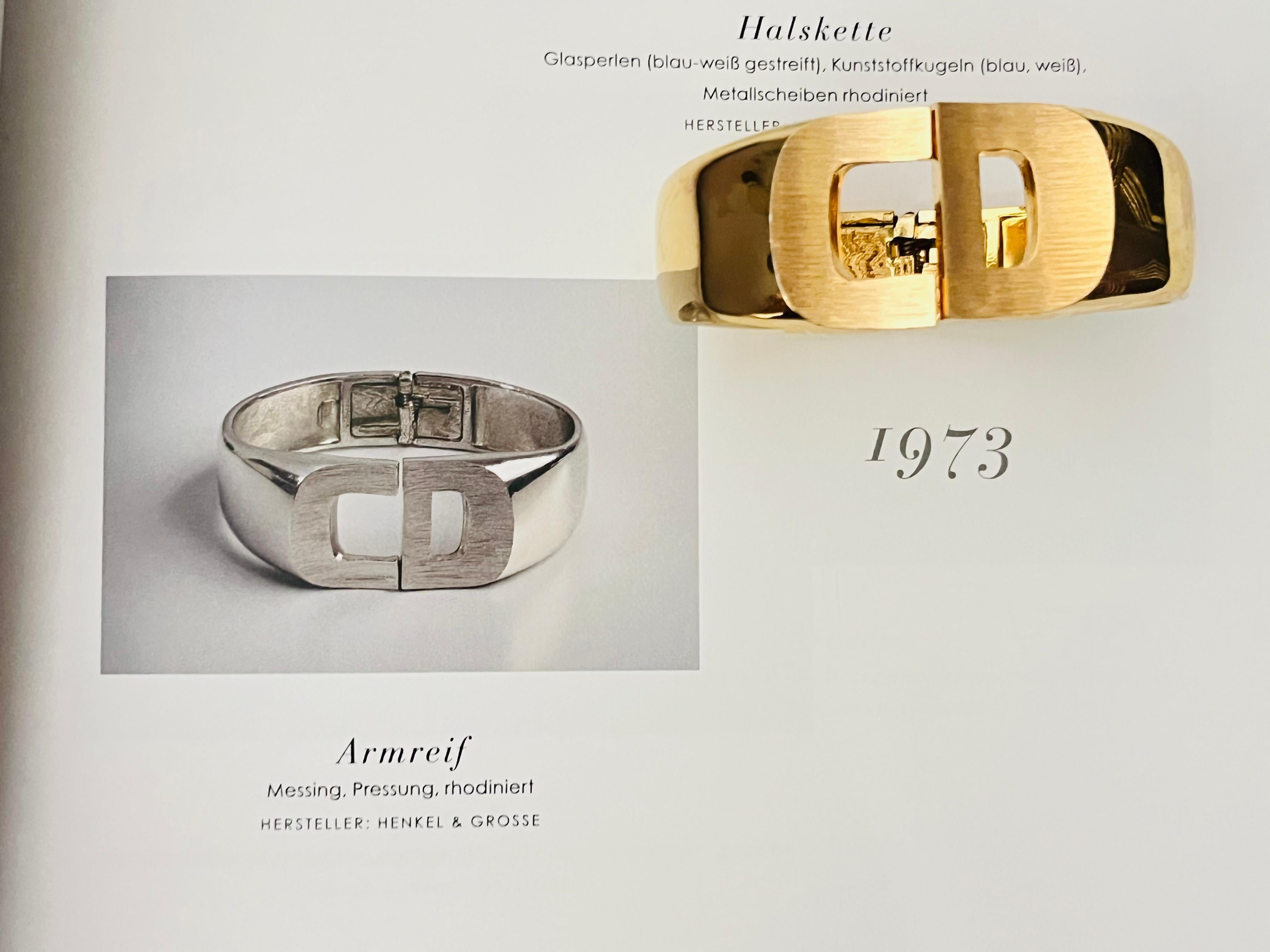 Christian Dior 1973 Logo CD Chunky Clamper Manschette Gold Cuff Pulsera brazalete Art Decó en venta