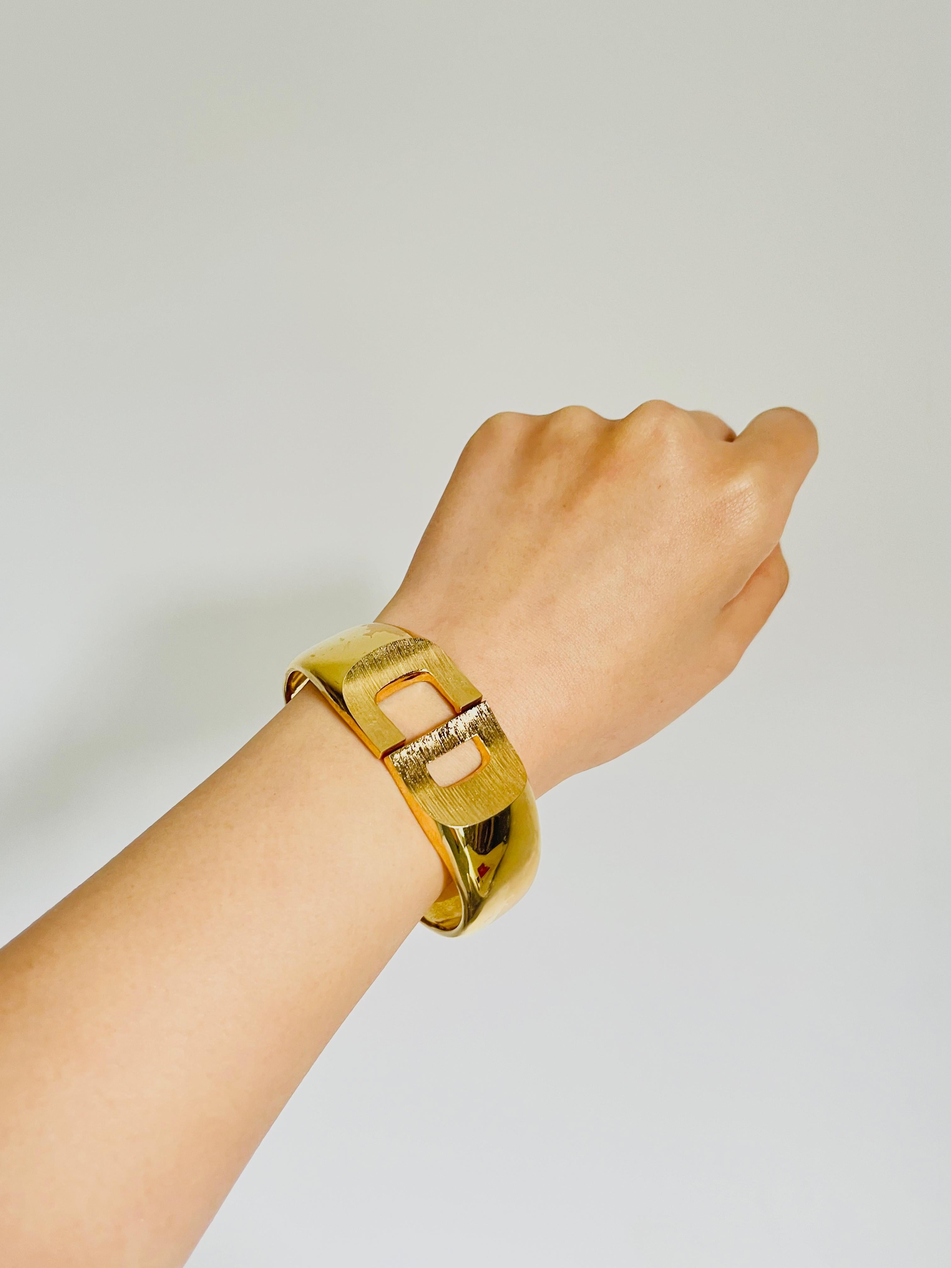 Christian Dior 1973 Logo CD Chunky Clamper Manschette Gold Cuff Pulsera brazalete en venta 3