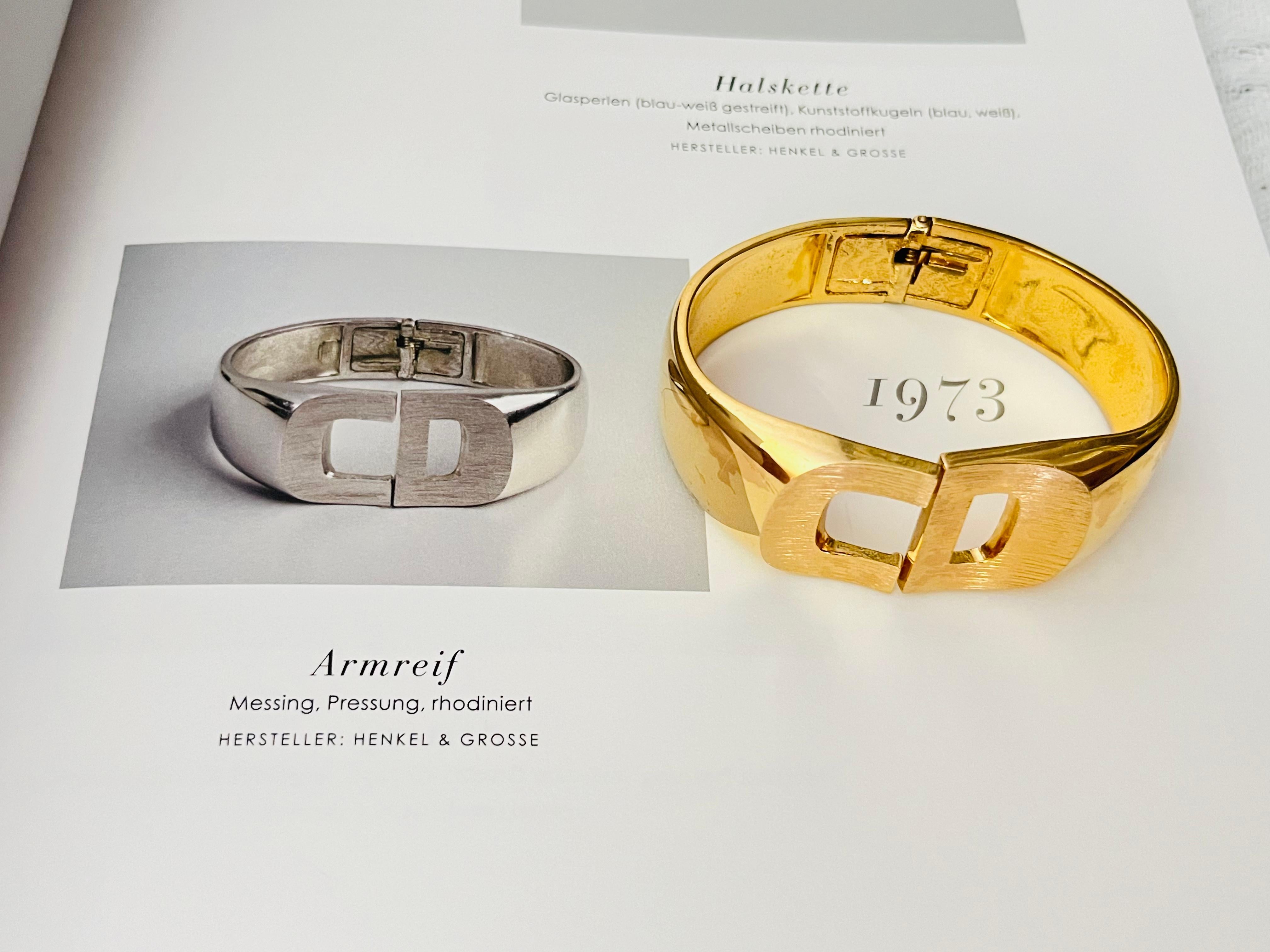 Christian Dior 1973 Logo CD Chunky Clamper Manschette Gold Cuff Pulsera brazalete en venta 3