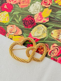 Christian Dior 1980 Vintage Large Modernist Double Heart Love Twist Rope Brooch