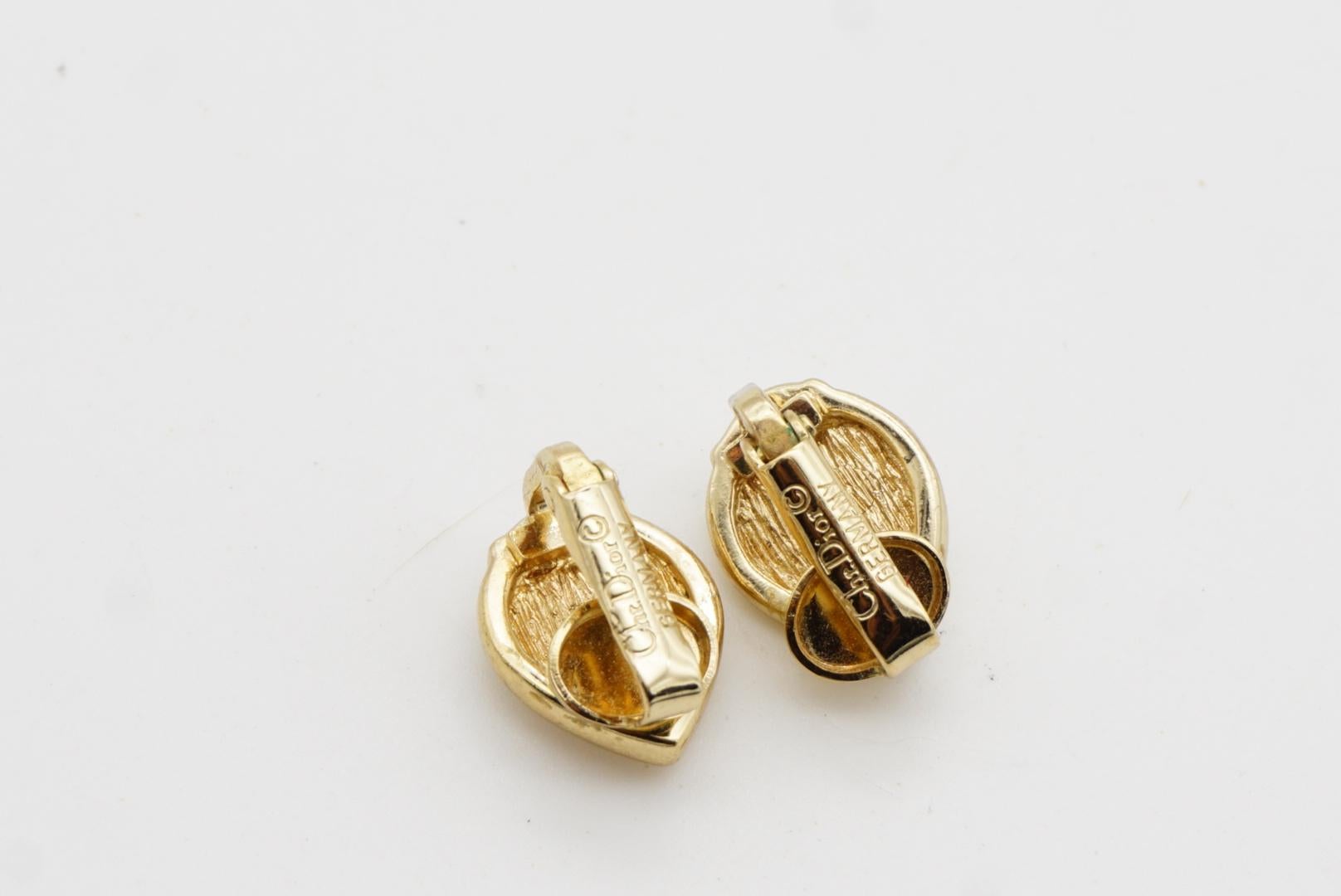 Christian Dior 1980 Vintage Sapphire Crystal Tear Water Drop Gold Clip Earrings For Sale 9