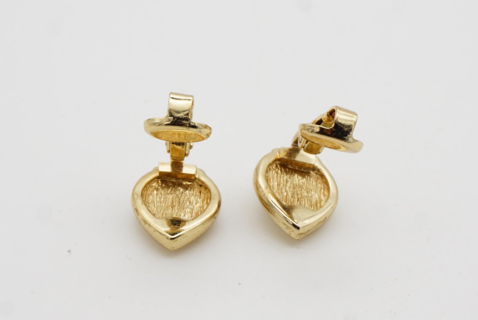 Christian Dior 1980 Vintage Sapphire Crystal Tear Water Drop Gold Clip Earrings For Sale 10