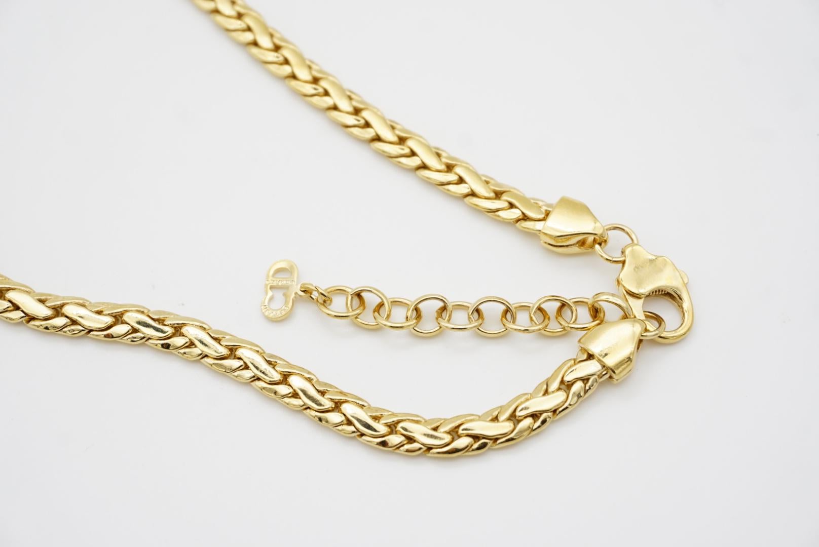 Christian Dior 1980 Vintage Trio Kiss Cross X Link Crystals Gold Omega Necklace 5