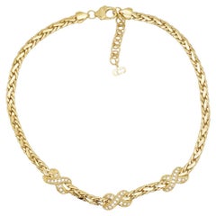 Christian Dior 1980 Vintage Trio Kiss Croce X Link Cristalli Oro Omega Collana