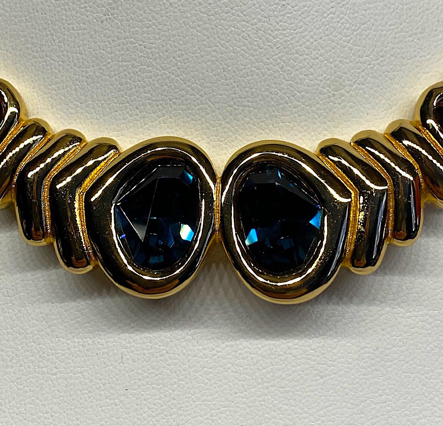 Christian Dior 1980s Necklace with Purple & Blue Crystal Stones 10