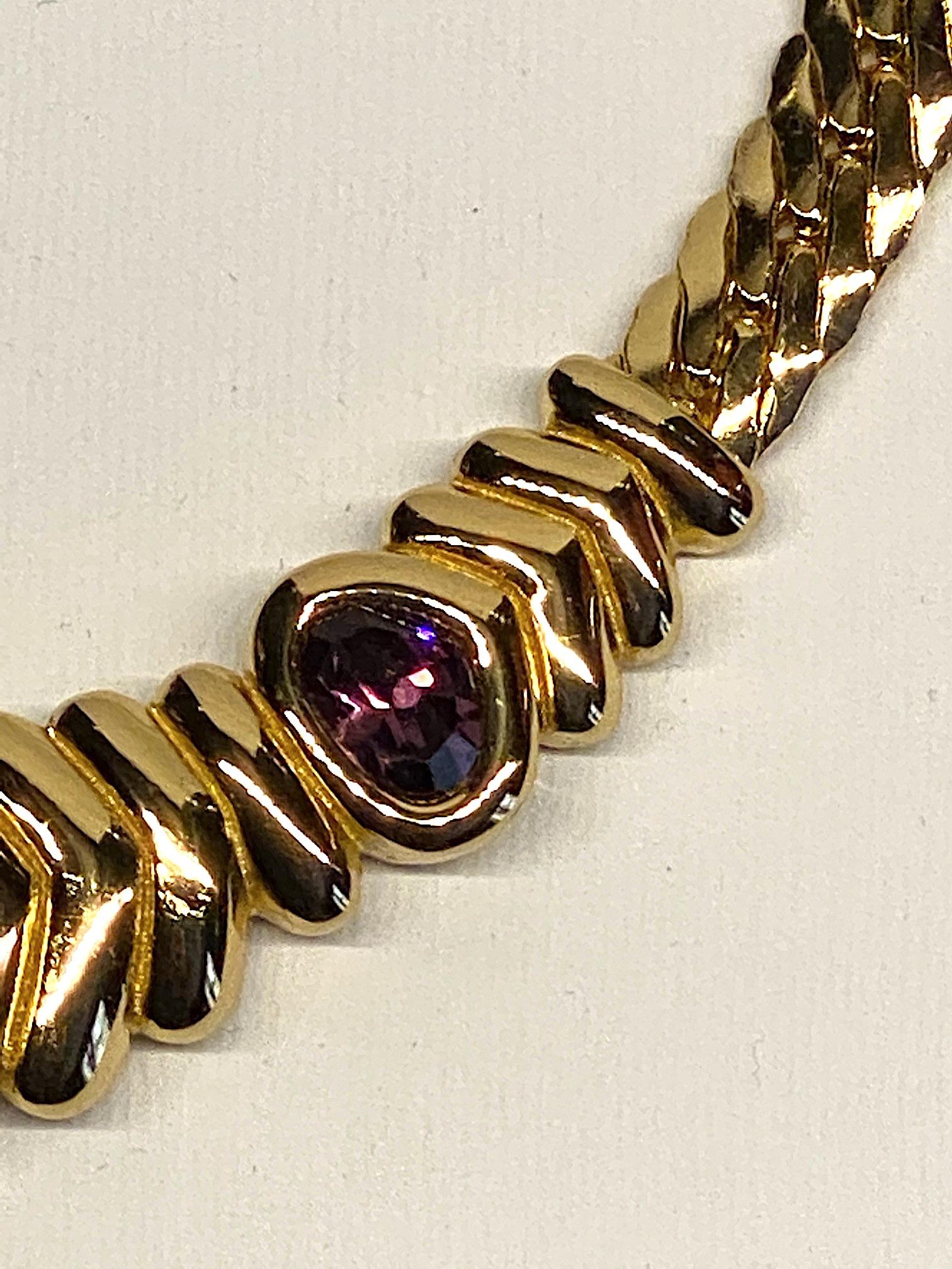 Christian Dior 1980s Necklace with Purple & Blue Crystal Stones 4