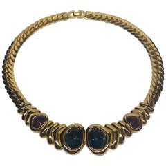 Vintage Christian Dior 1980s Necklace with Purple & Blue Crystal Stones