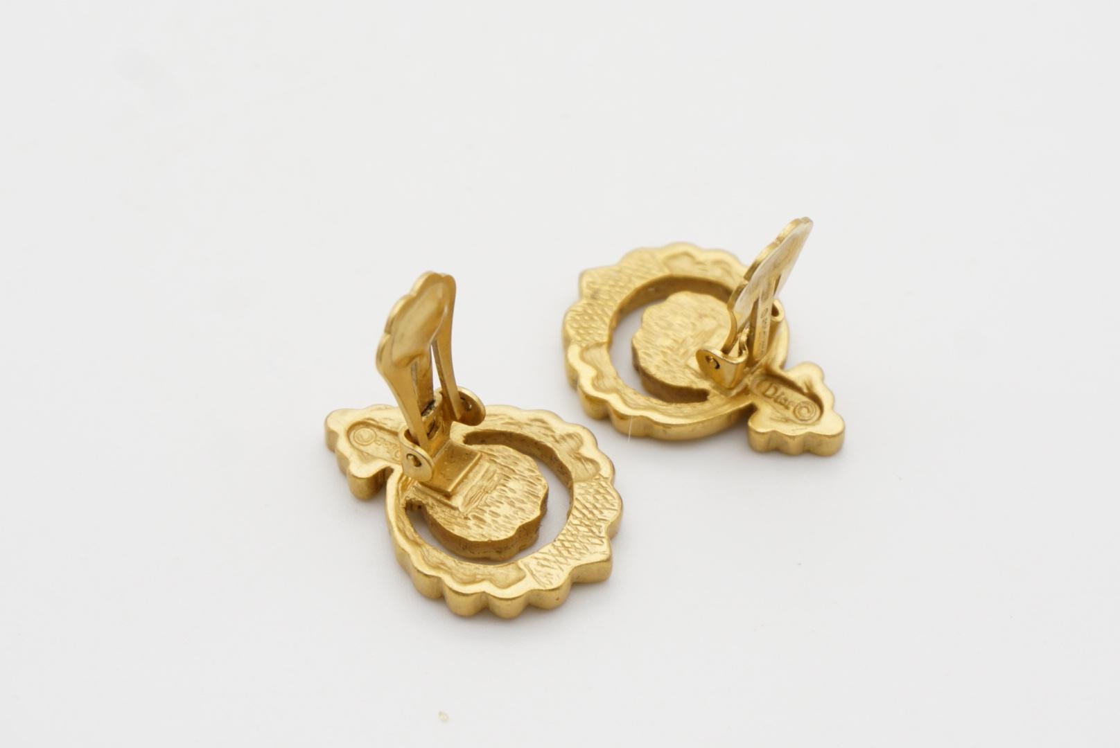 Christian Dior 1980s Baroque Circles Openwork Citrine Crystals Clip Earrings For Sale 7