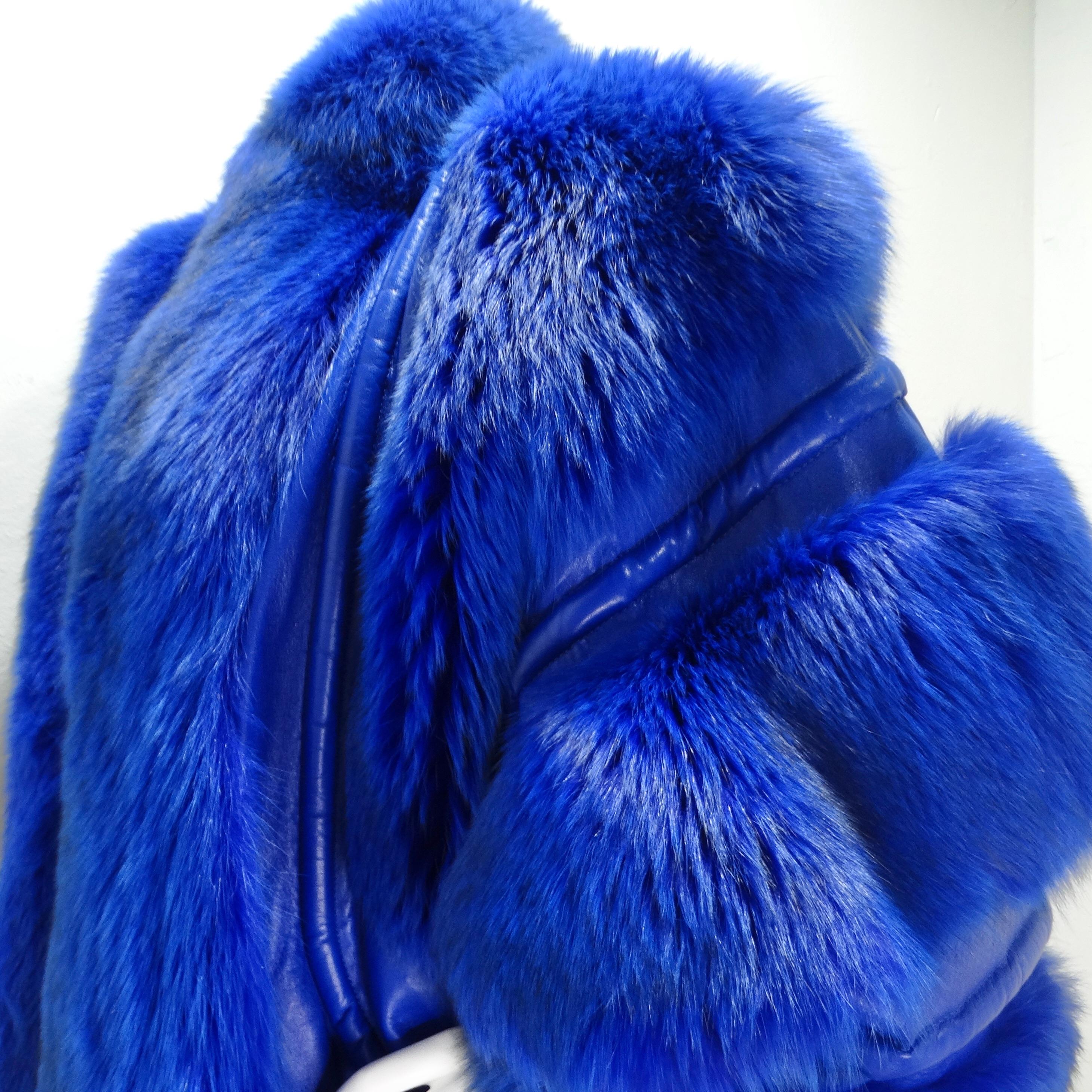 Christian Dior 1980s Blue Fox Fur Jacket 6