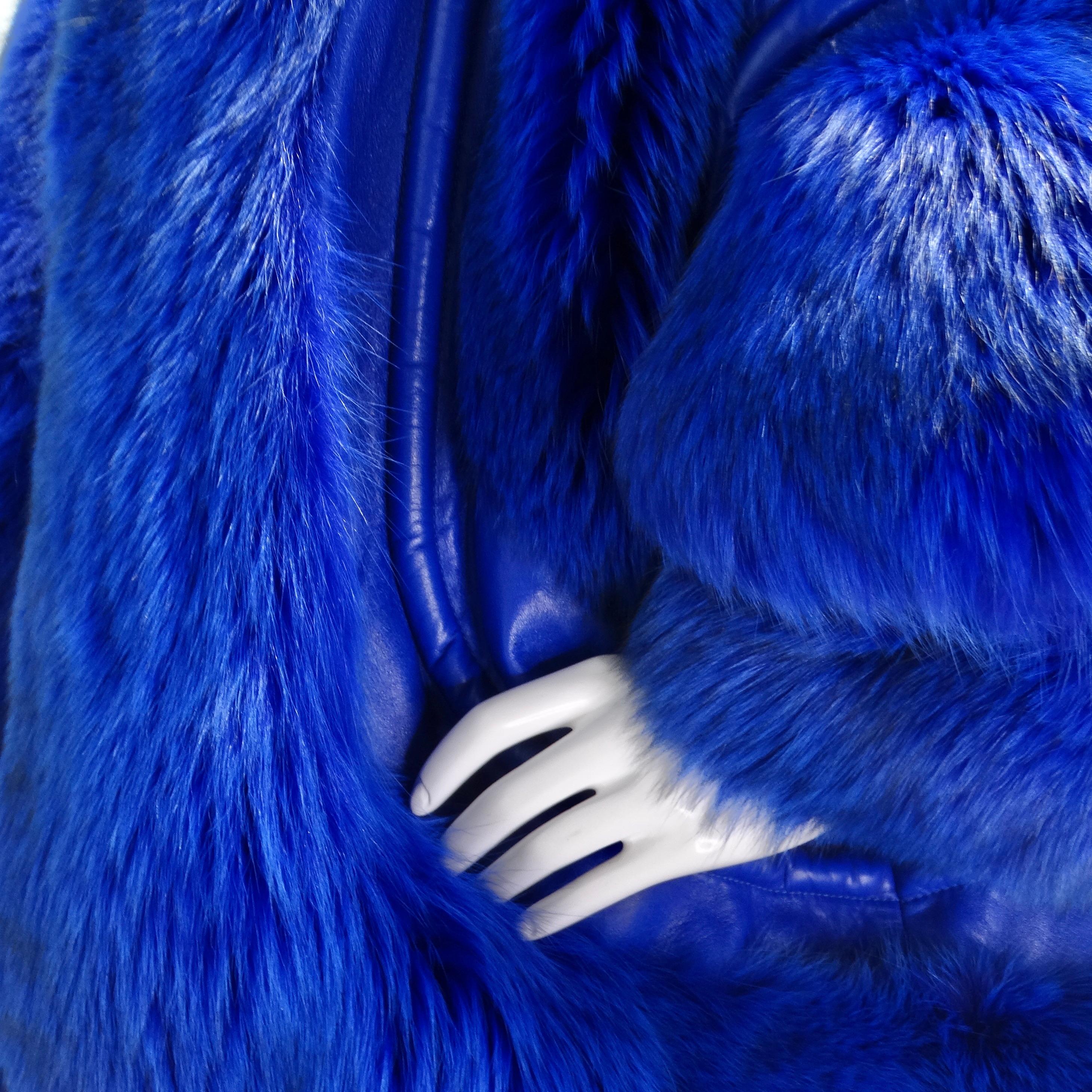 Christian Dior 1980s Blue Fox Fur Jacket 7