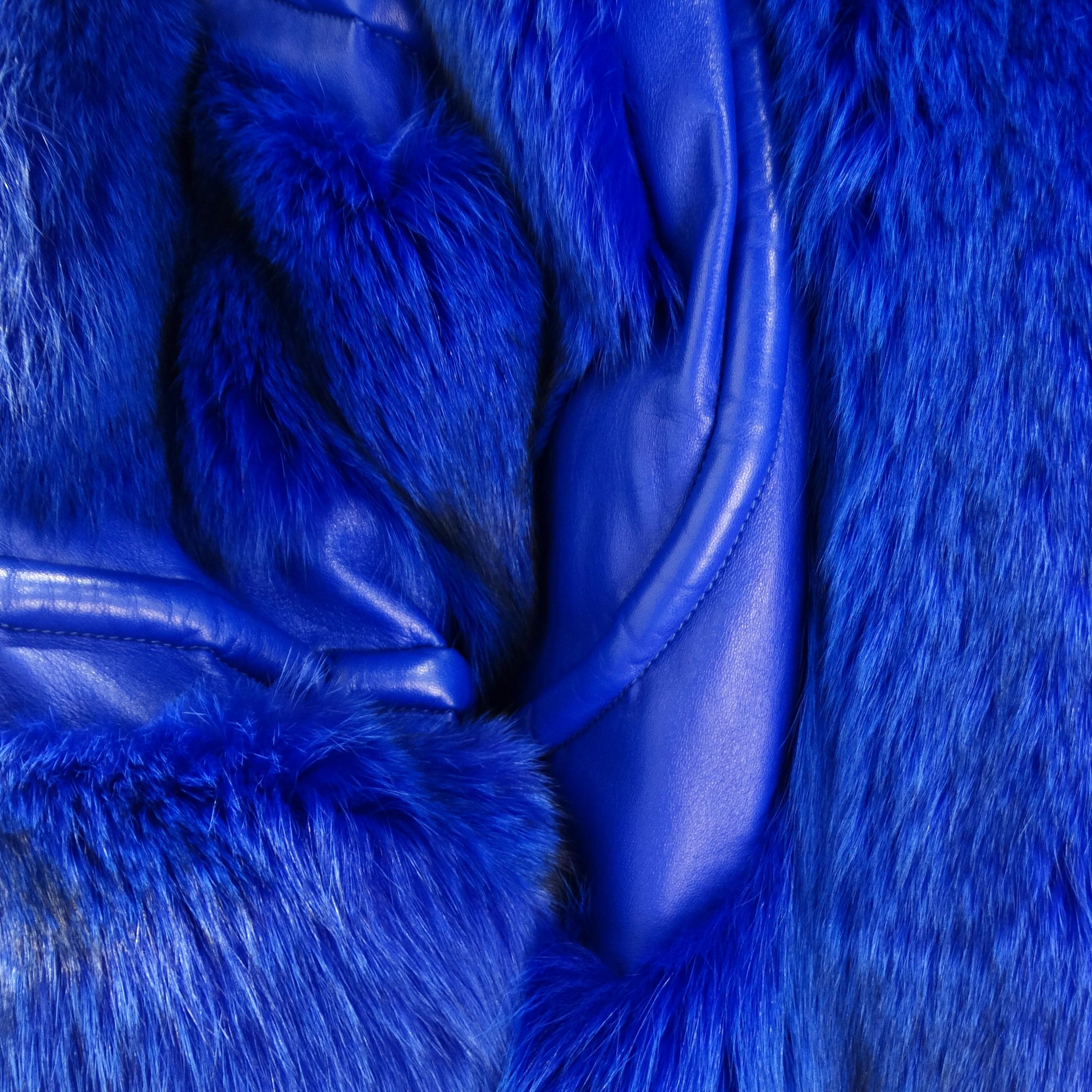Christian Dior 1980s Blue Fox Fur Jacket In Excellent Condition In Scottsdale, AZ