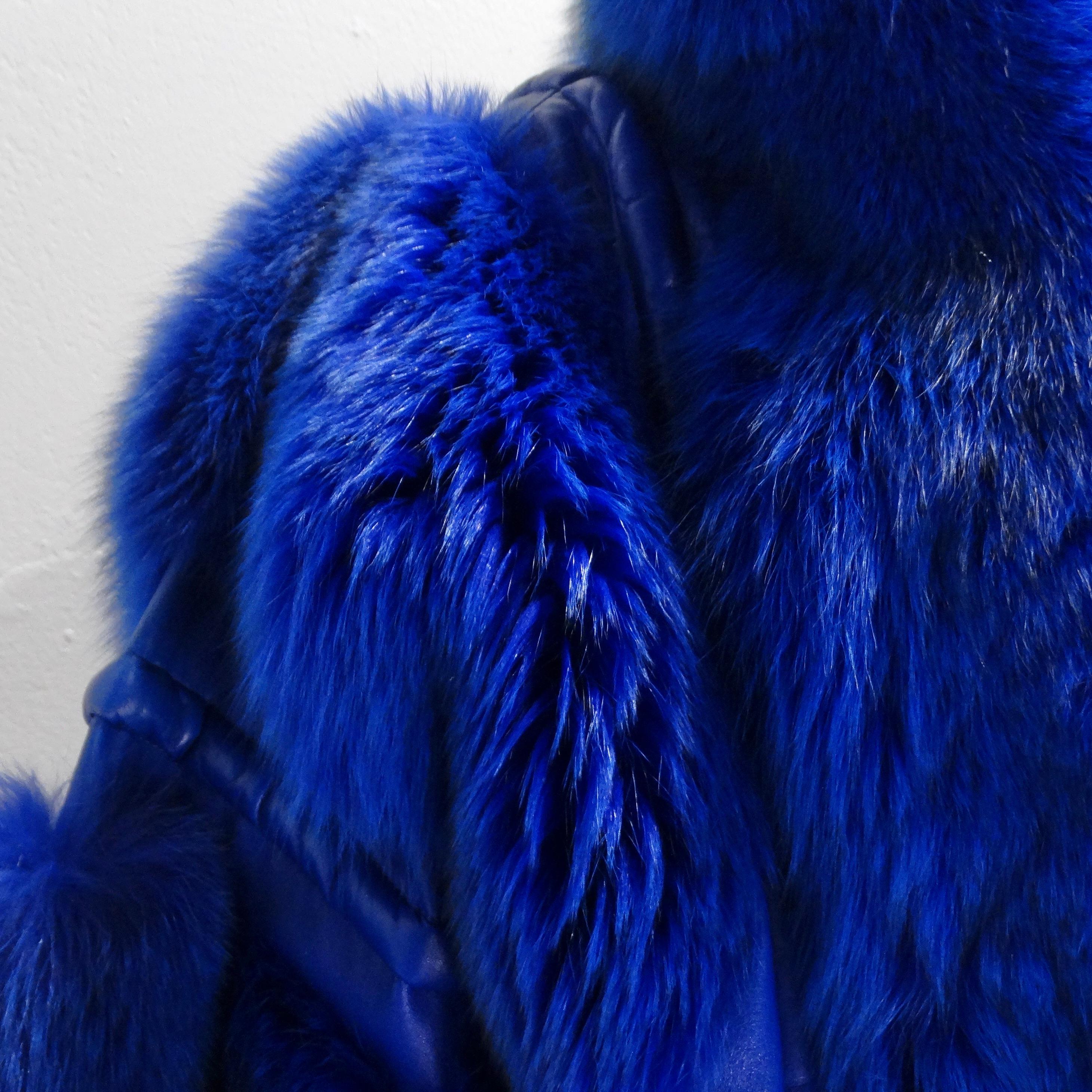 Women's or Men's Christian Dior 1980s Blue Fox Fur Jacket
