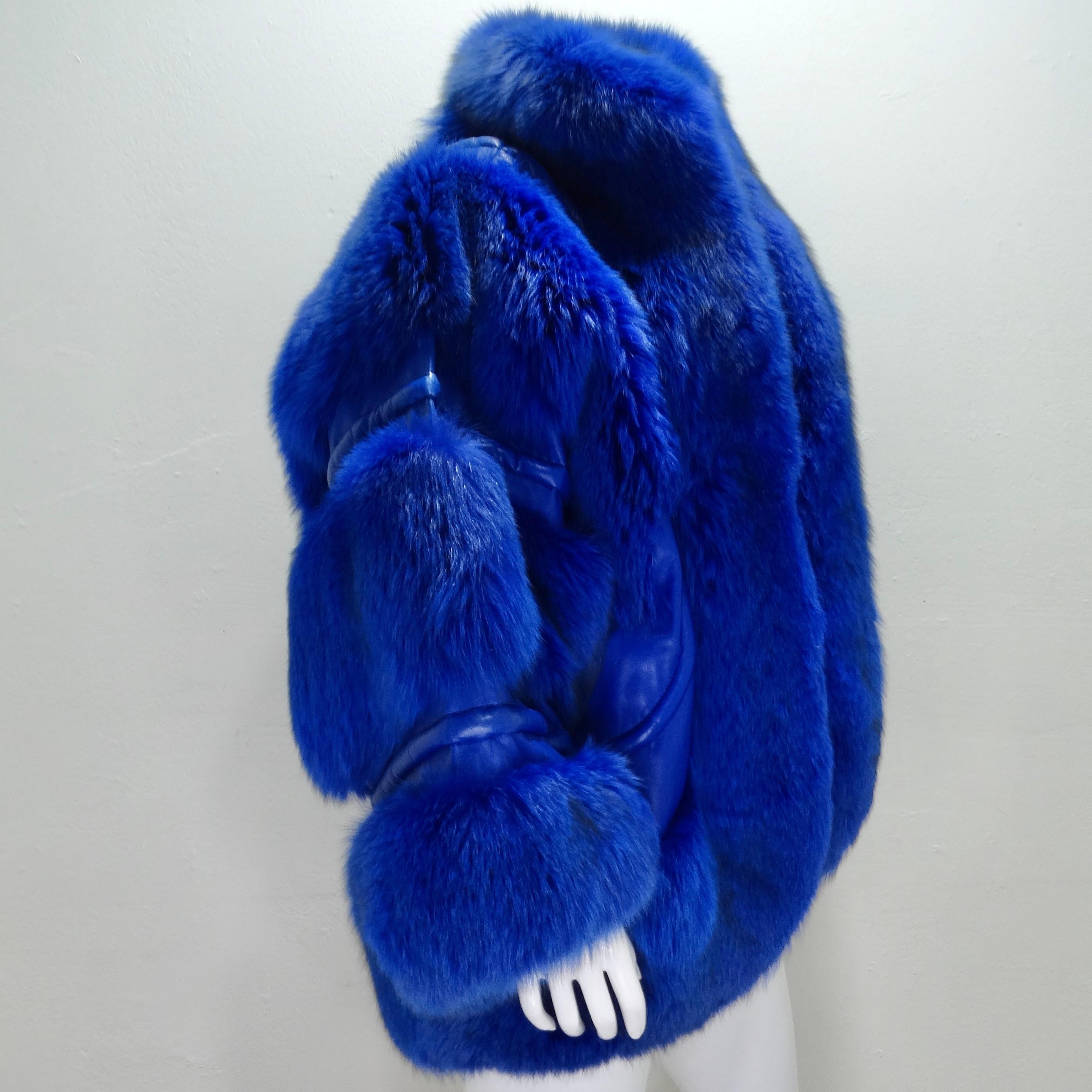 Christian Dior 1980s Blue Fox Fur Jacket 1