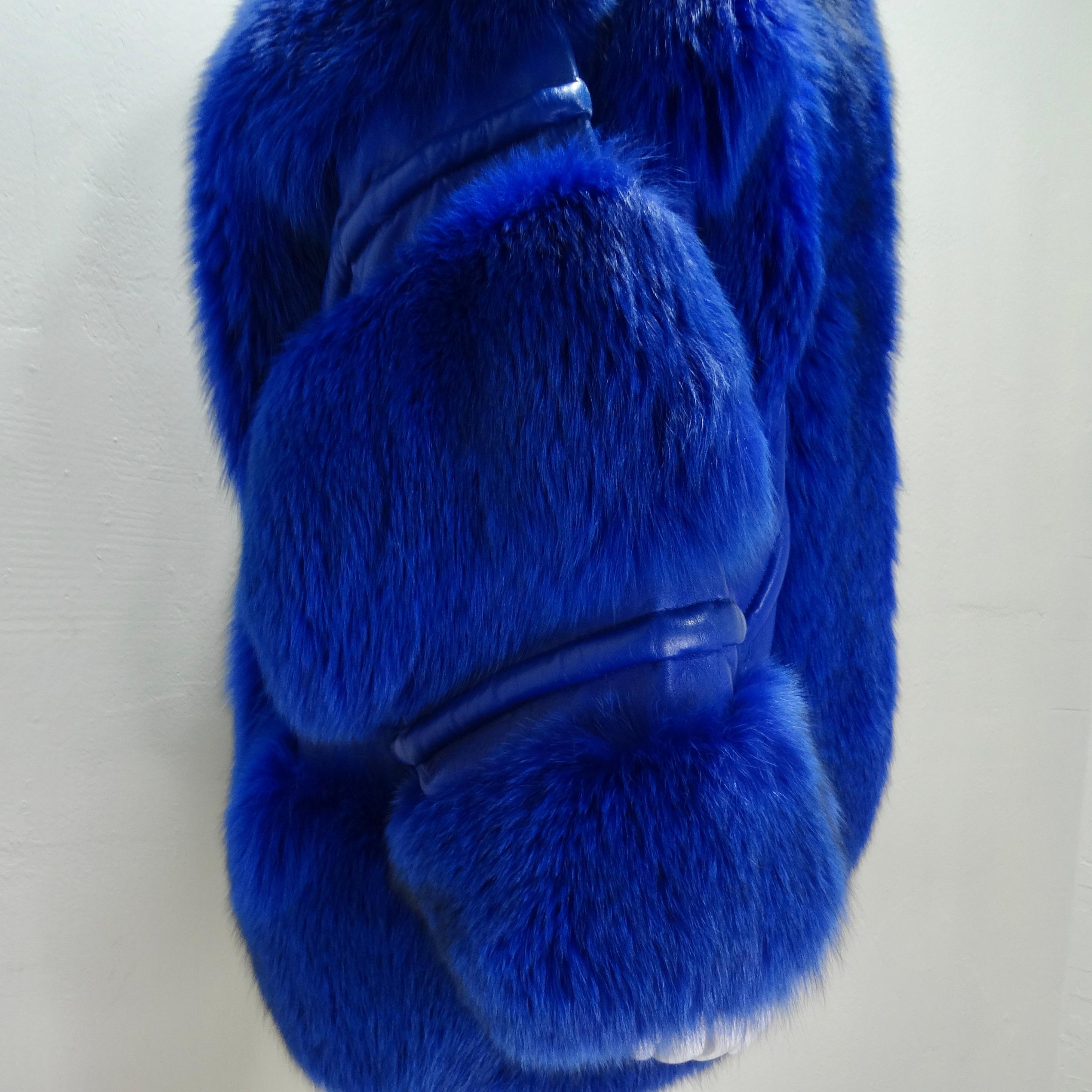 Christian Dior 1980s Blue Fox Fur Jacket 2