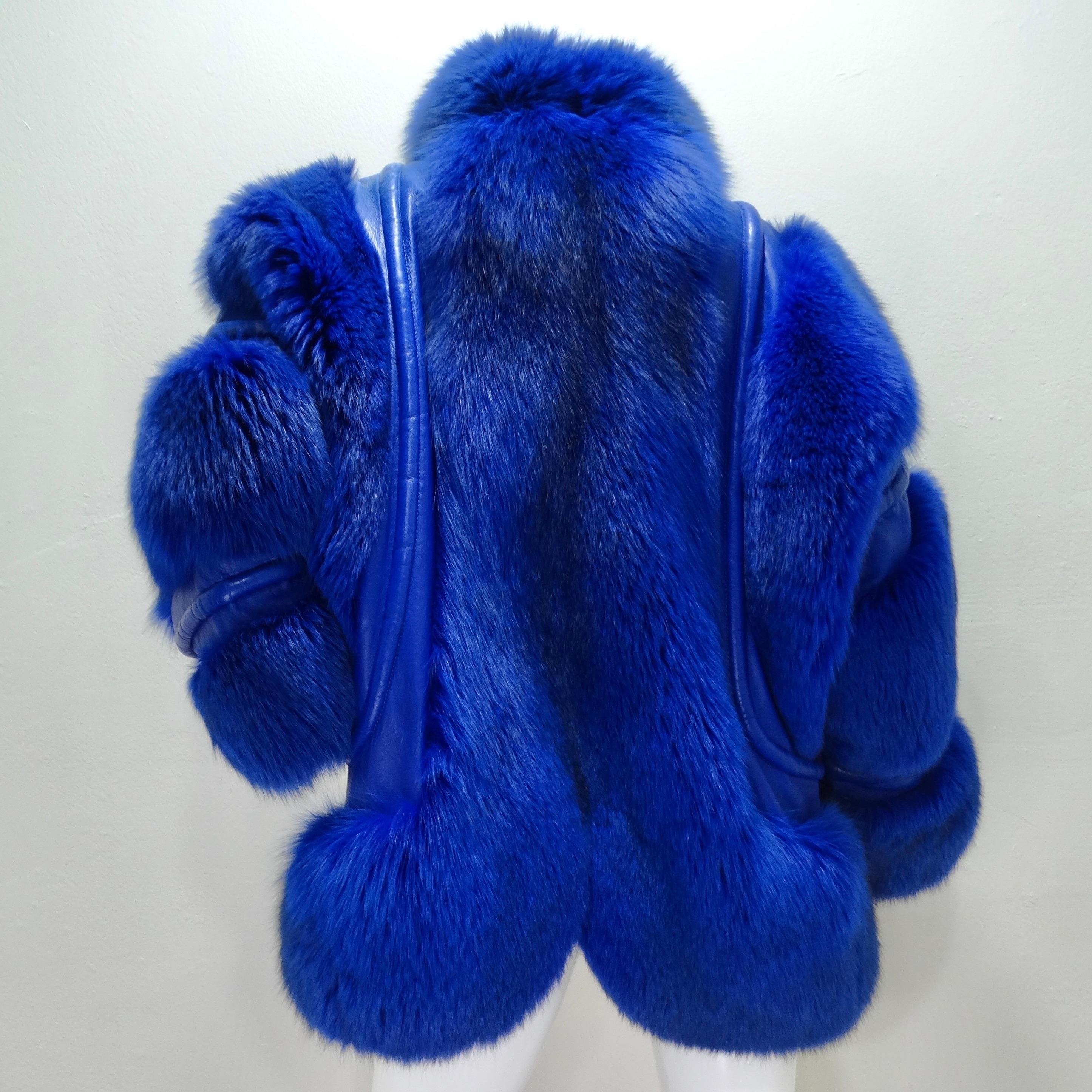Christian Dior 1980s Blue Fox Fur Jacket 3