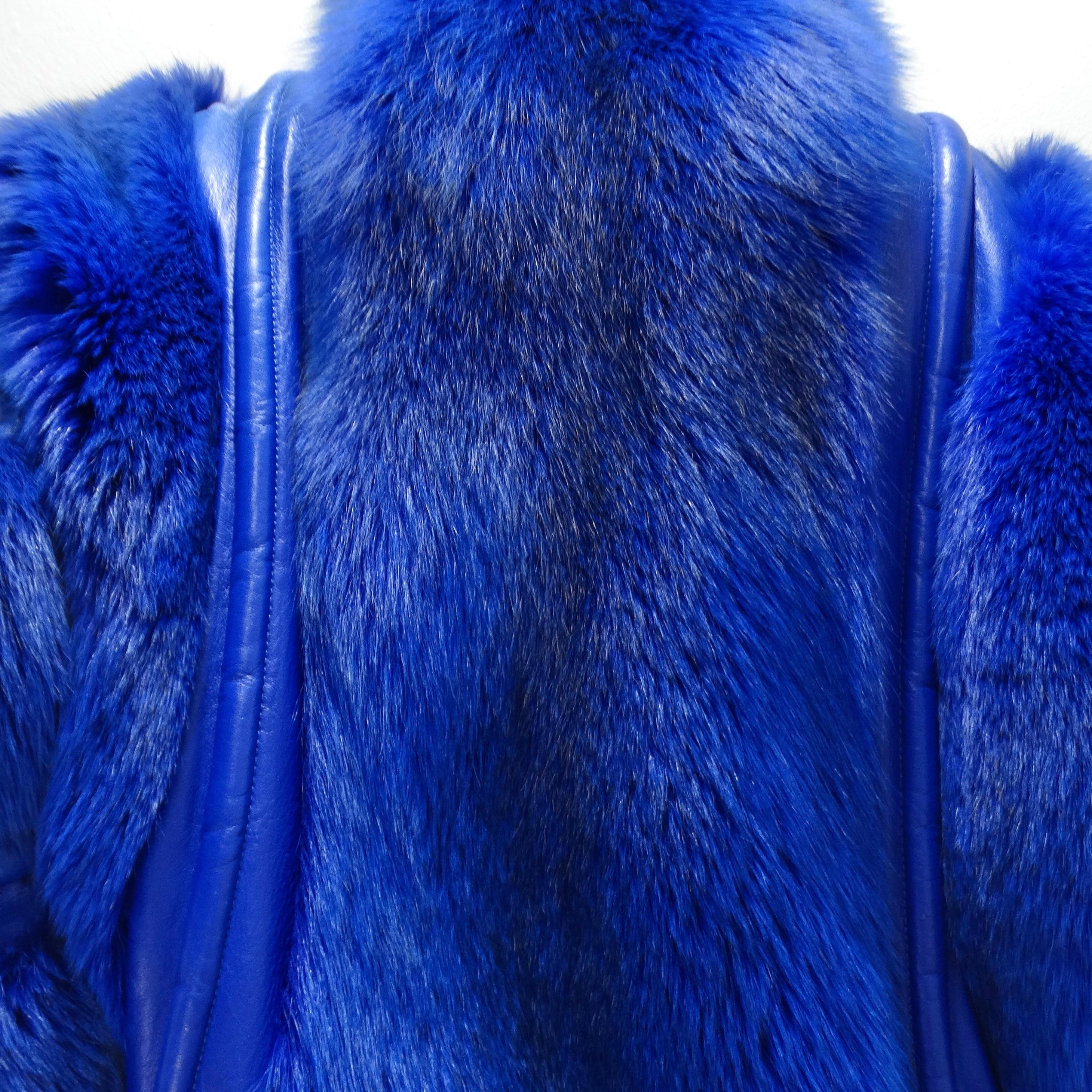 Christian Dior 1980s Blue Fox Fur Jacket 4