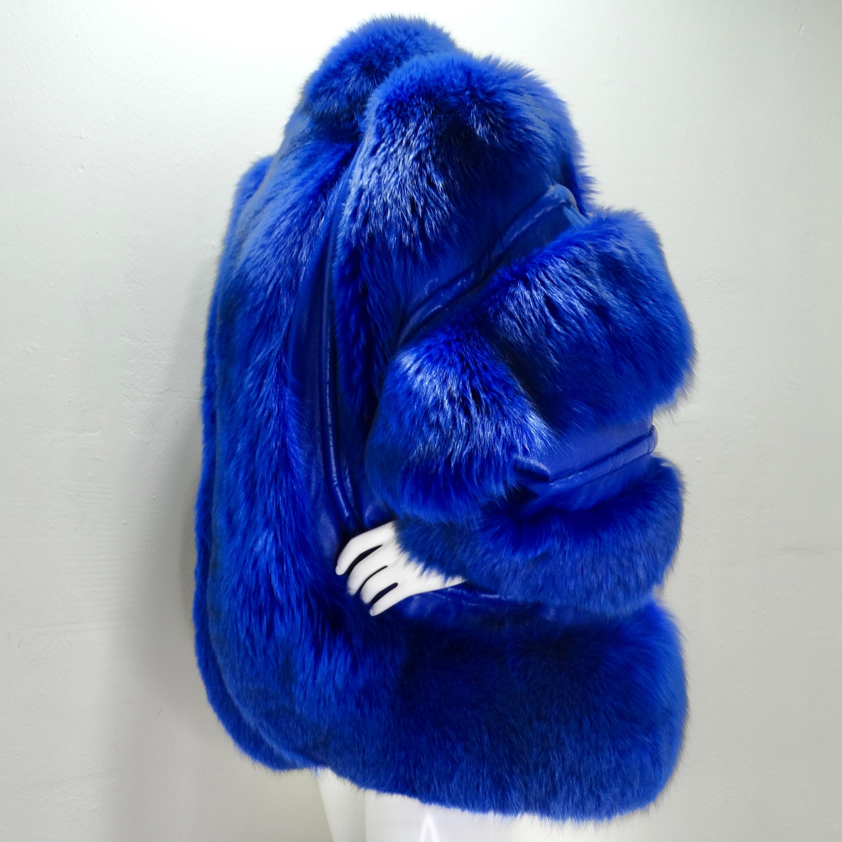 Christian Dior 1980s Blue Fox Fur Jacket 5