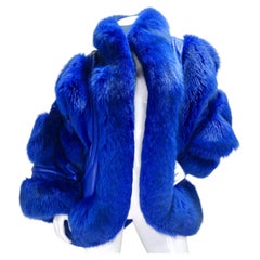 Vintage Christian Dior 1980s Blue Fox Fur Jacket