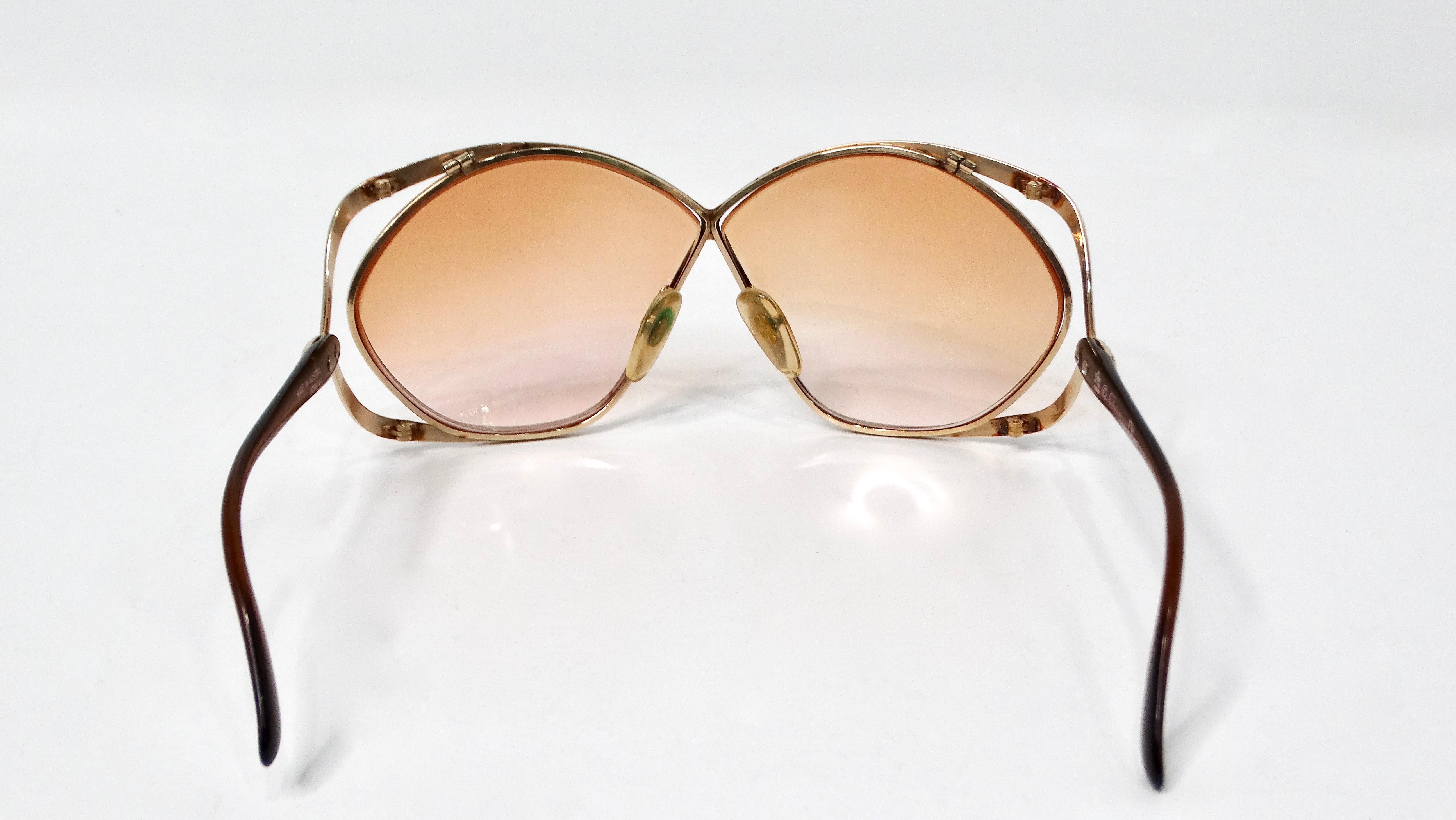 Women's Christian Dior 1980s Butterfly 2056 Orange Gradient Tinted Lens Sunglasses For Sale