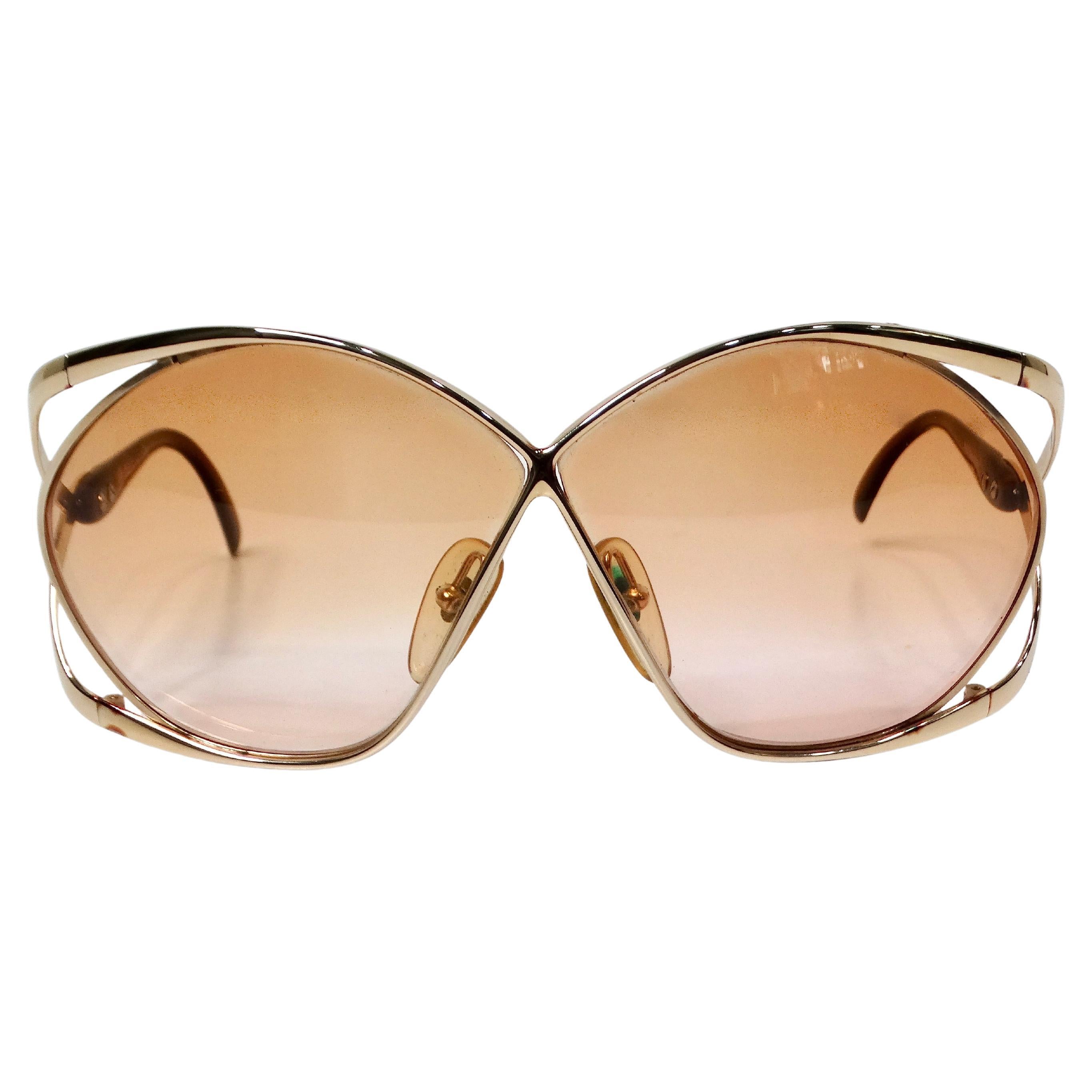 Christian Dior 1980s Butterfly 2056 Orange Gradient Tinted Lens Sunglasses For Sale