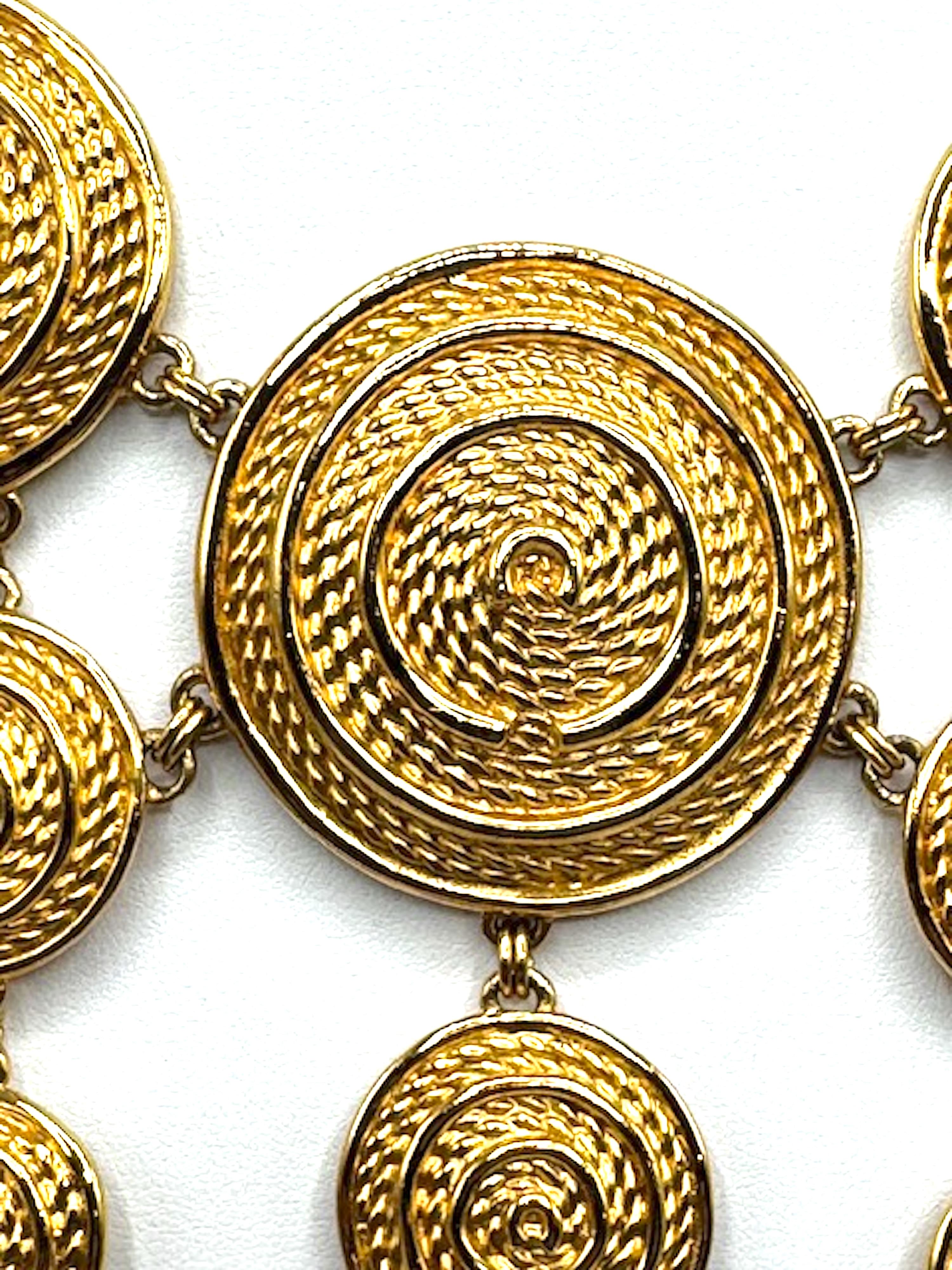 Christian Dior 1980s Etruscan Style Gold Statement Bib Necklace For Sale 6
