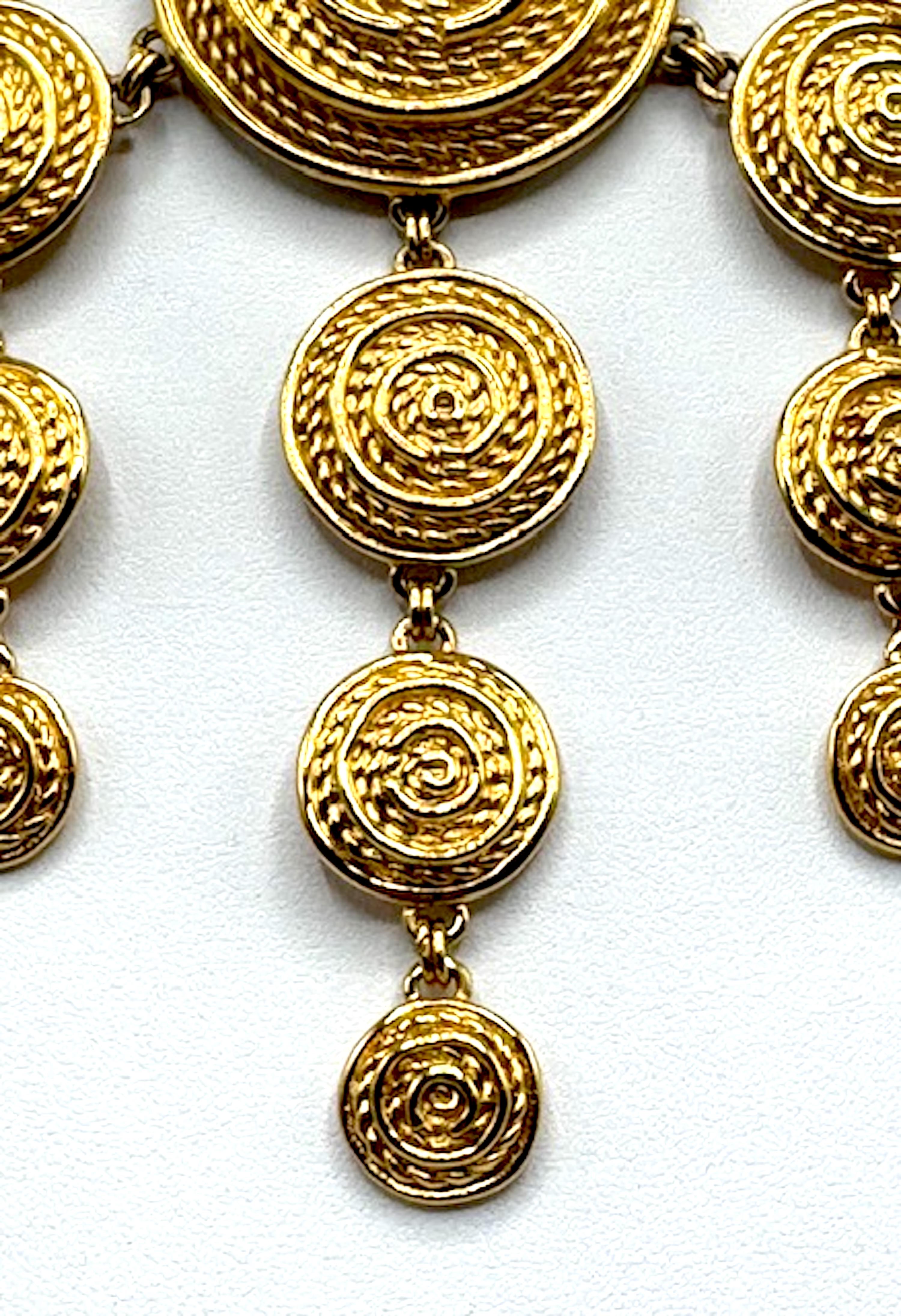 Christian Dior 1980s Etruscan Style Gold Statement Bib Necklace For Sale 7