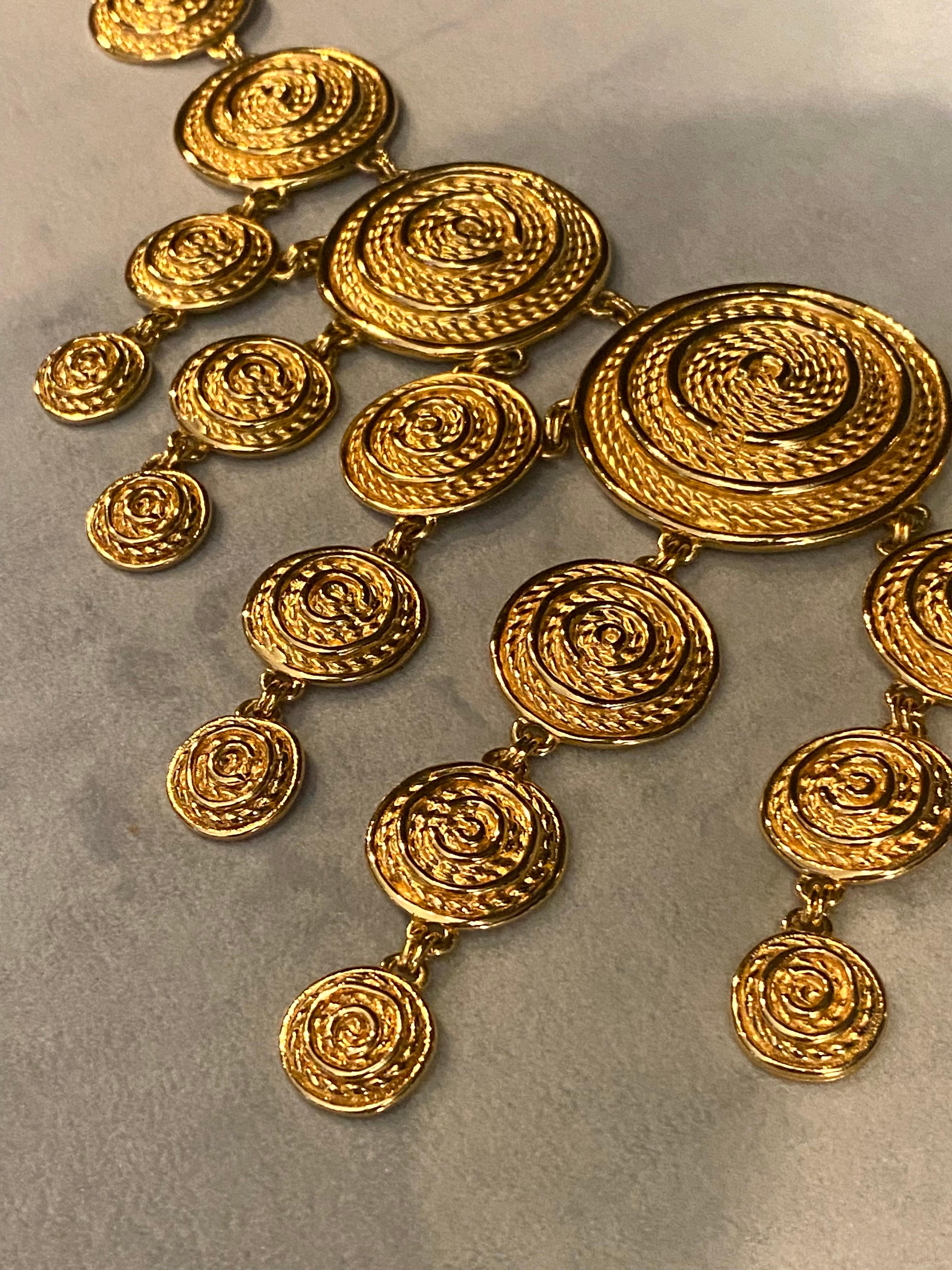 Christian Dior 1980s Etruscan Style Gold Statement Bib Necklace For Sale 10