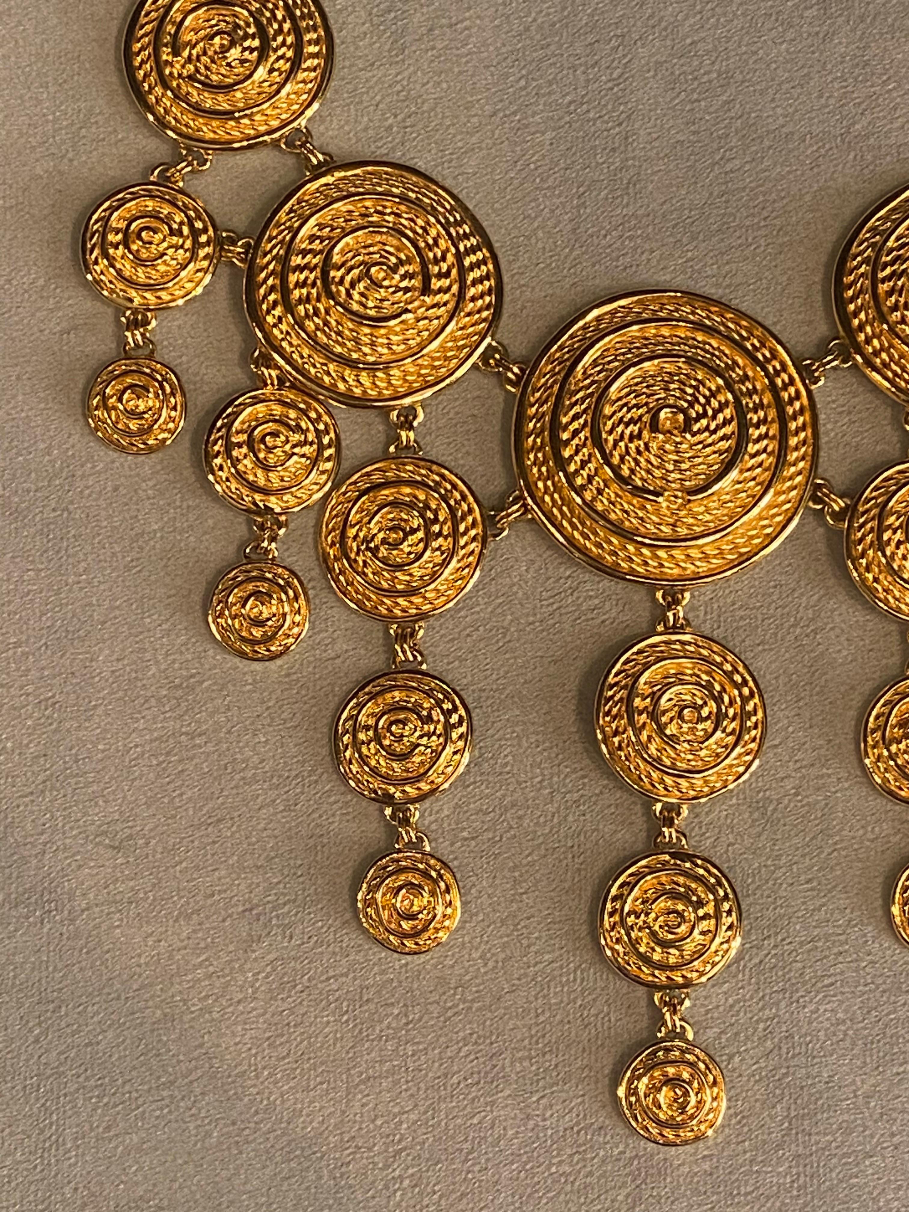 Women's Christian Dior 1980s Etruscan Style Gold Statement Bib Necklace For Sale