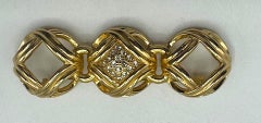 Christian Dior 1980s Gold 3 Circle Knot with Rhinestone Brooch