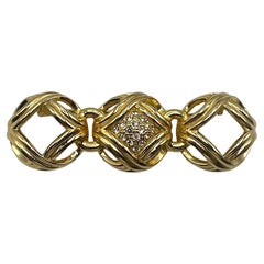 Christian Dior 1980er Gold 3 Kreis Knoten mit Strass Brosche