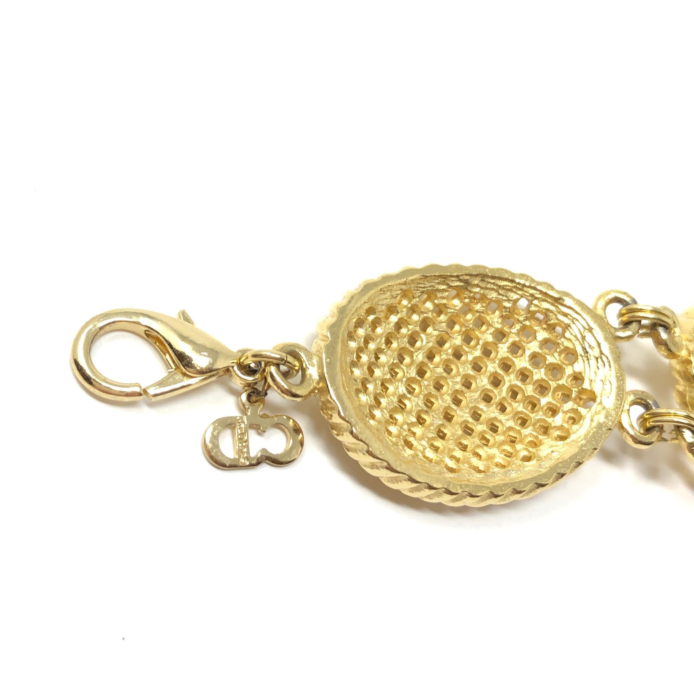 Christian Dior 1980s Gold Plated 'Cannage' Design Vintage Bracelet For Sale 2