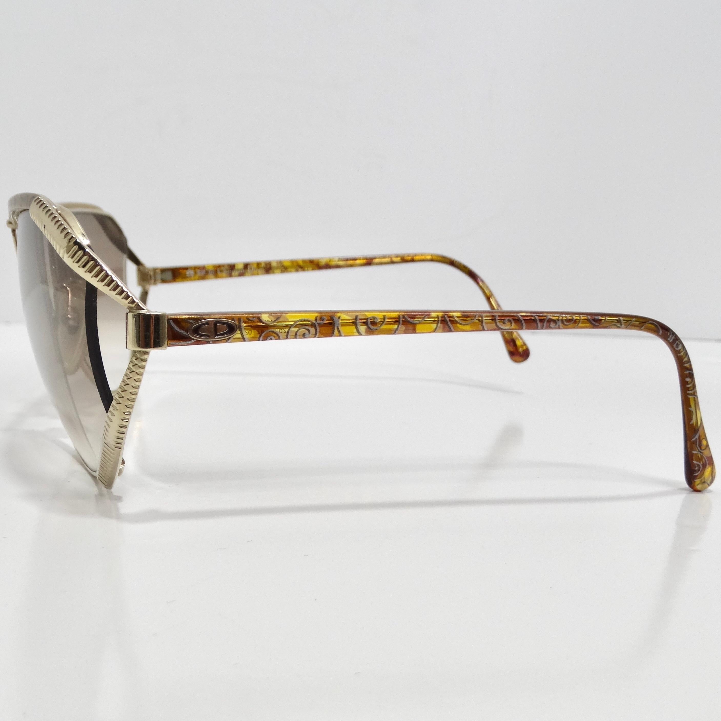 Christian Dior 1980s Gold Tone Aviator Sunglasses For Sale 4