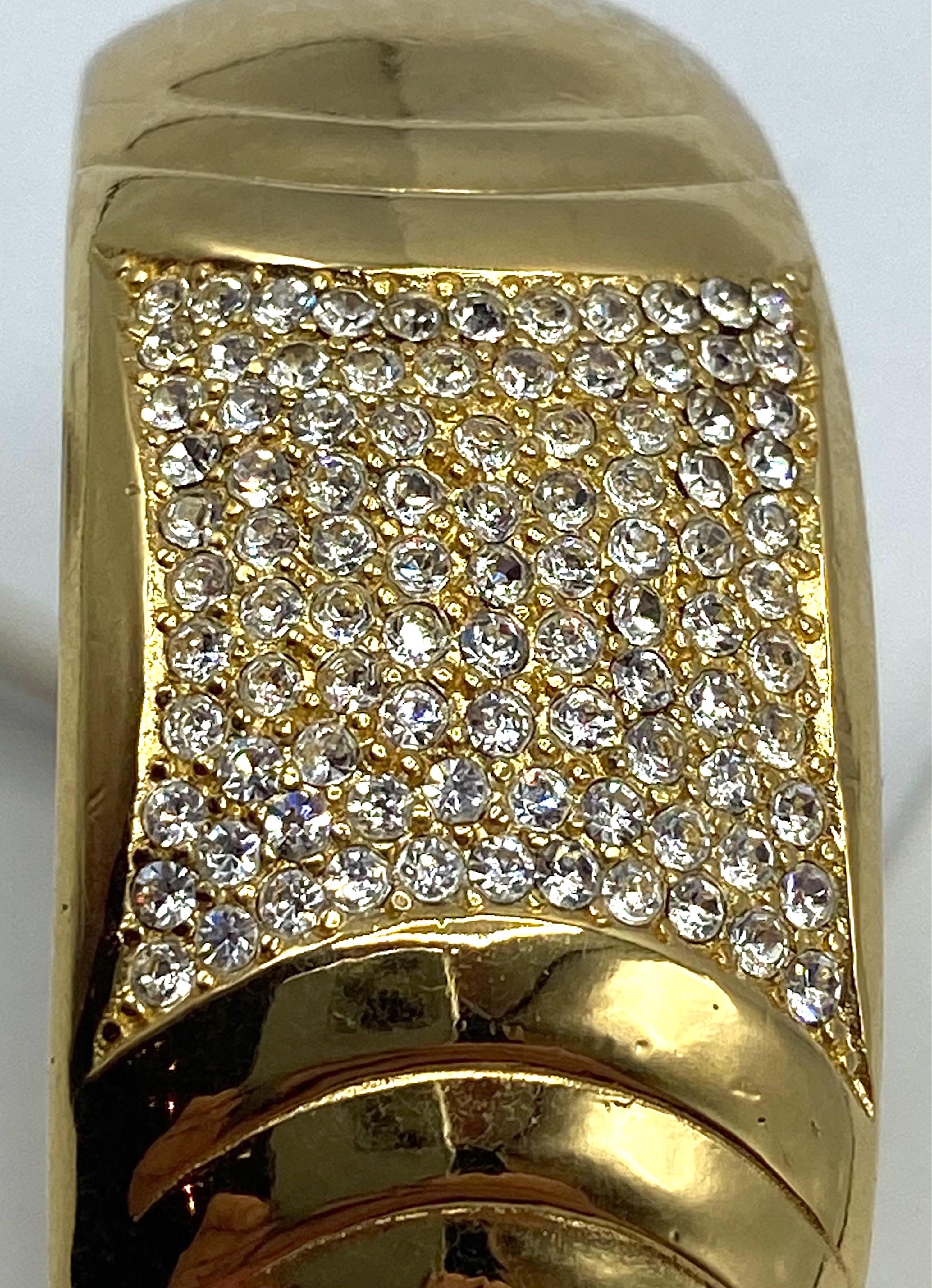 Christian Dior, bracelet jonc de style Art déco en or et strass, années 1980 en vente 9