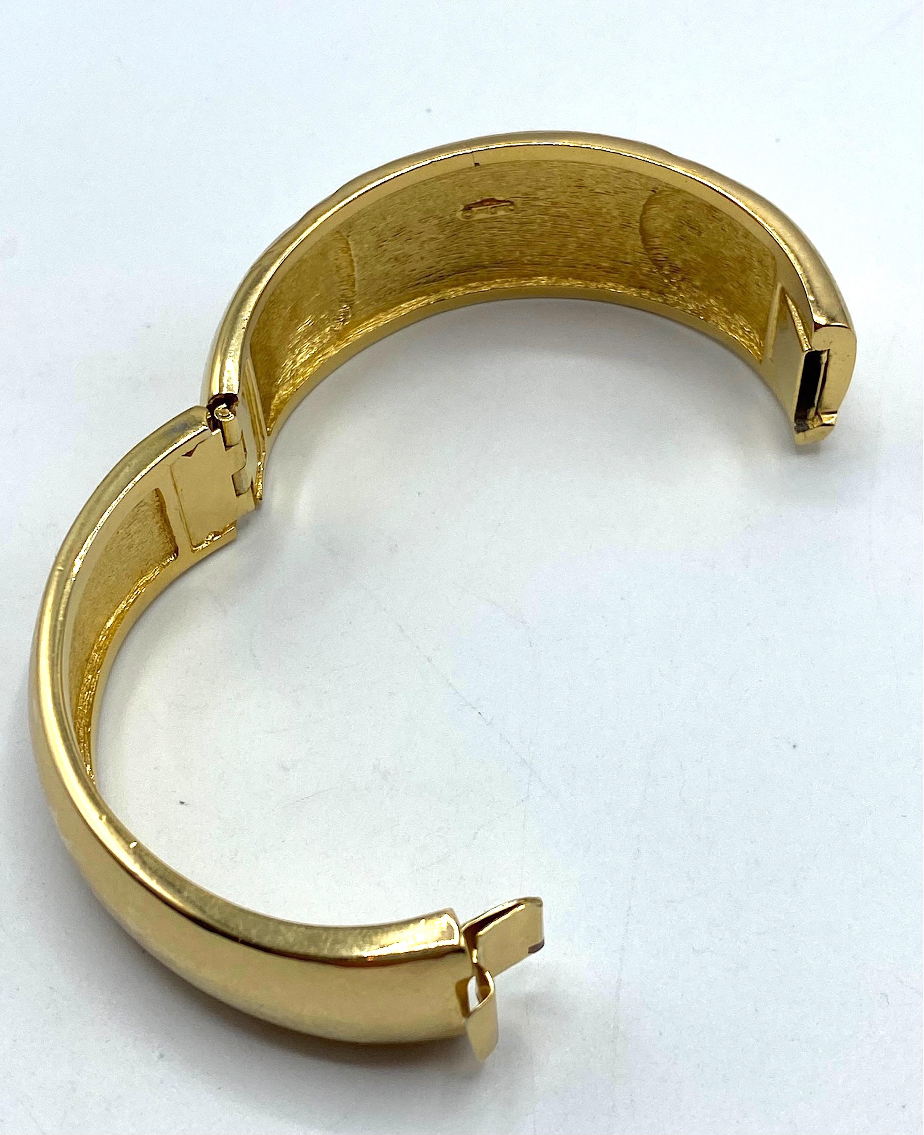Christian Dior, bracelet jonc de style Art déco en or et strass, années 1980 en vente 4