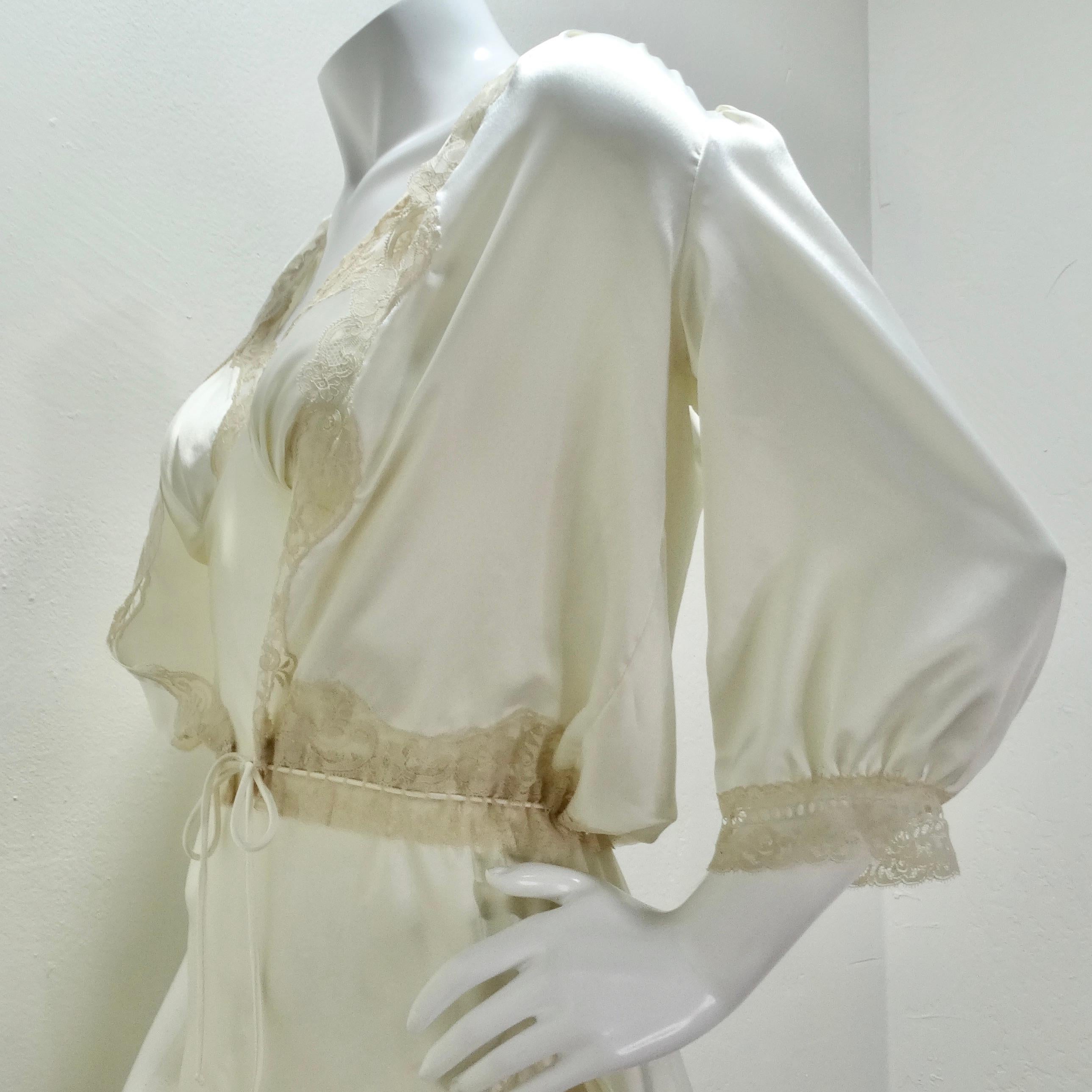 Christian Dior 1980s Ivory Satin Slip Dress and Blouse Set 5