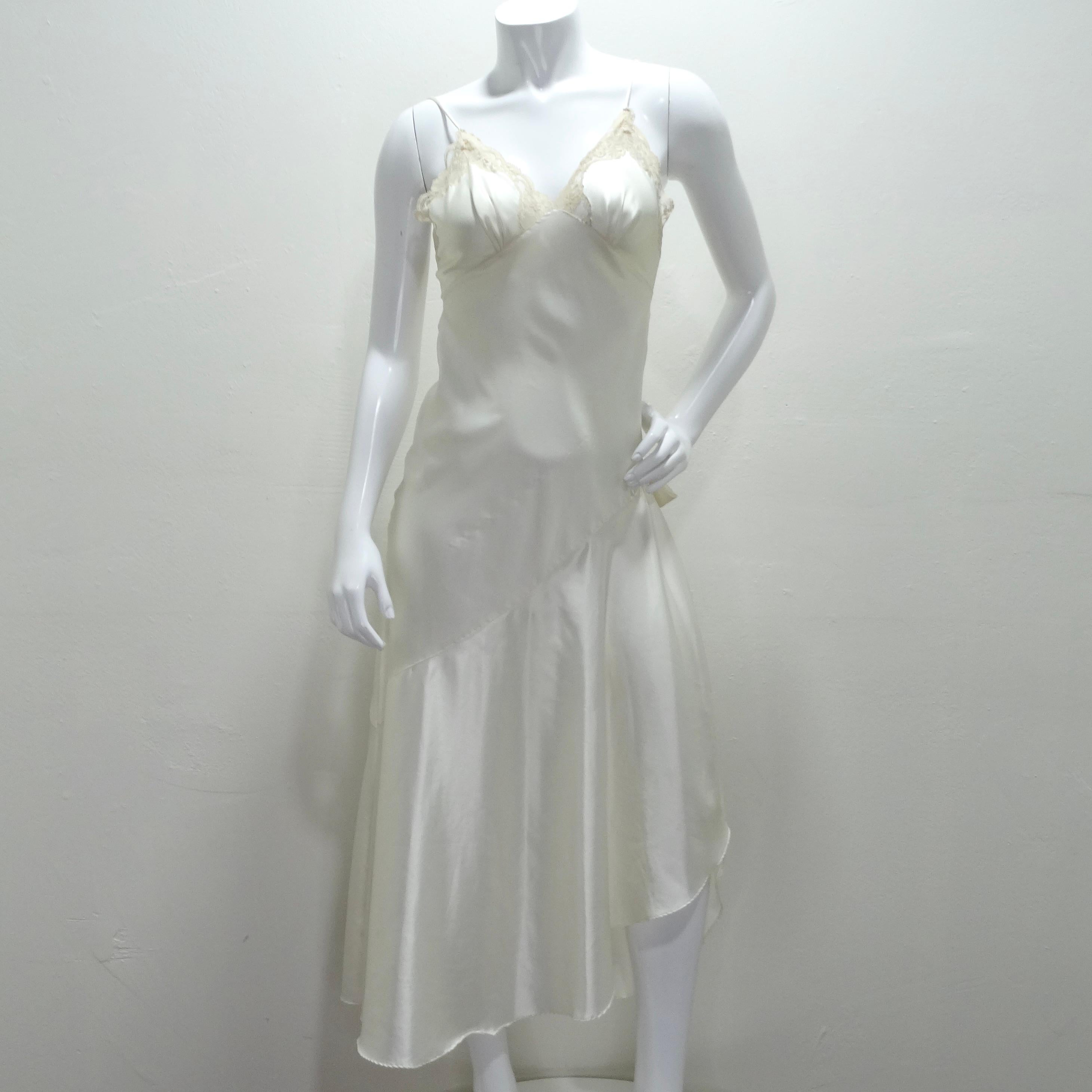 Christian Dior 1980s Ivory Satin Slip Dress and Blouse Set 6