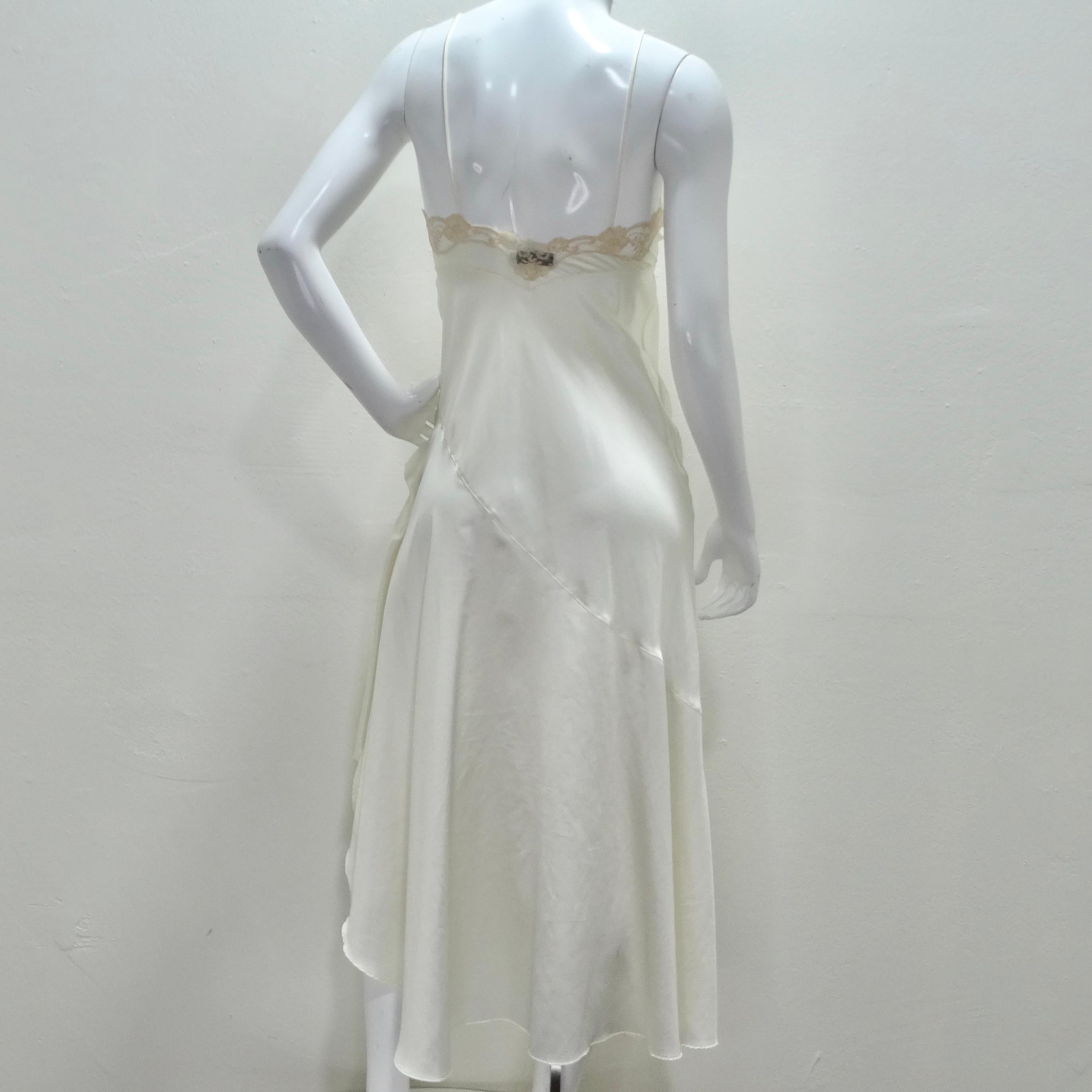 Christian Dior 1980s Ivory Satin Slip Dress and Blouse Set 9