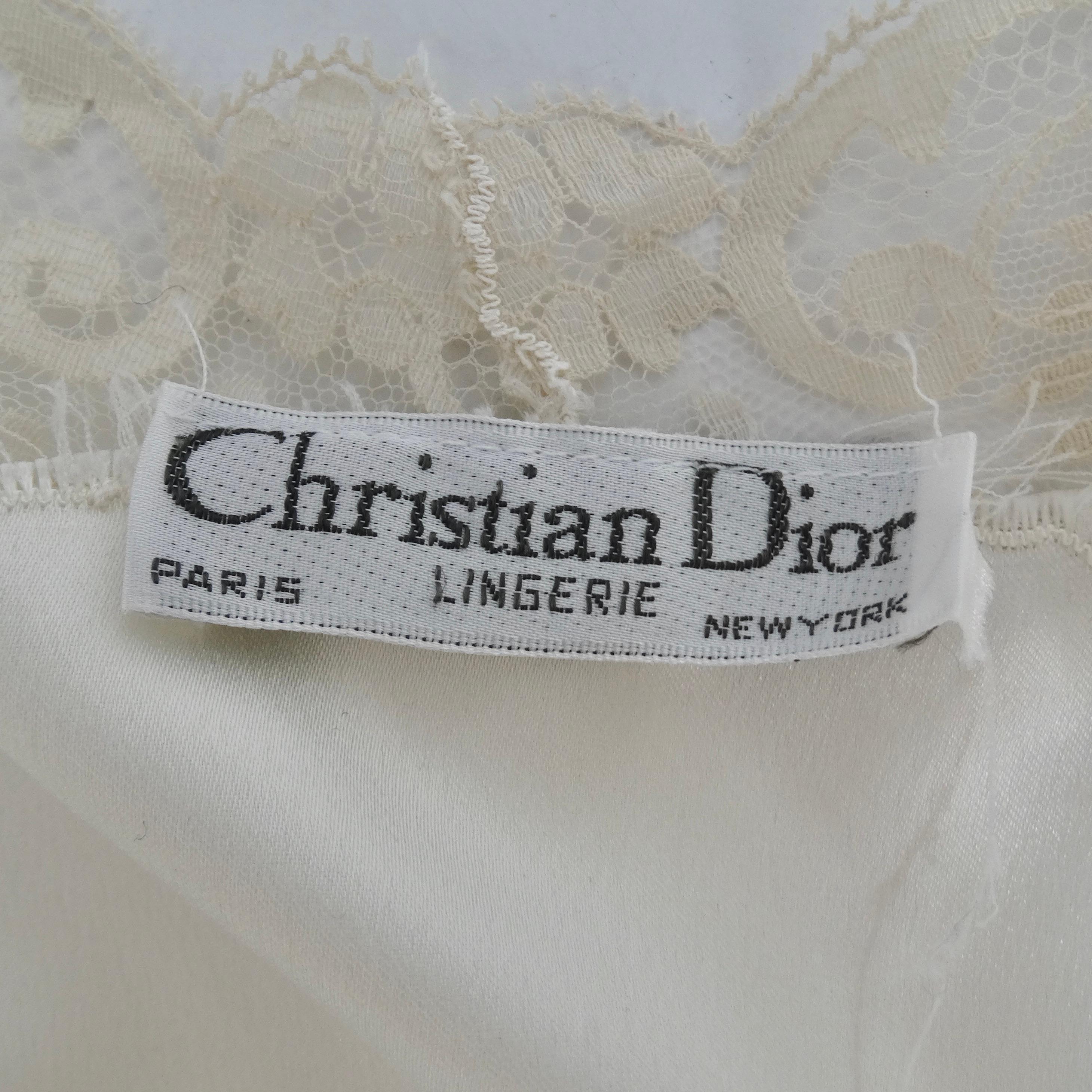 Christian Dior 1980s Ivory Satin Slip Dress and Blouse Set 11