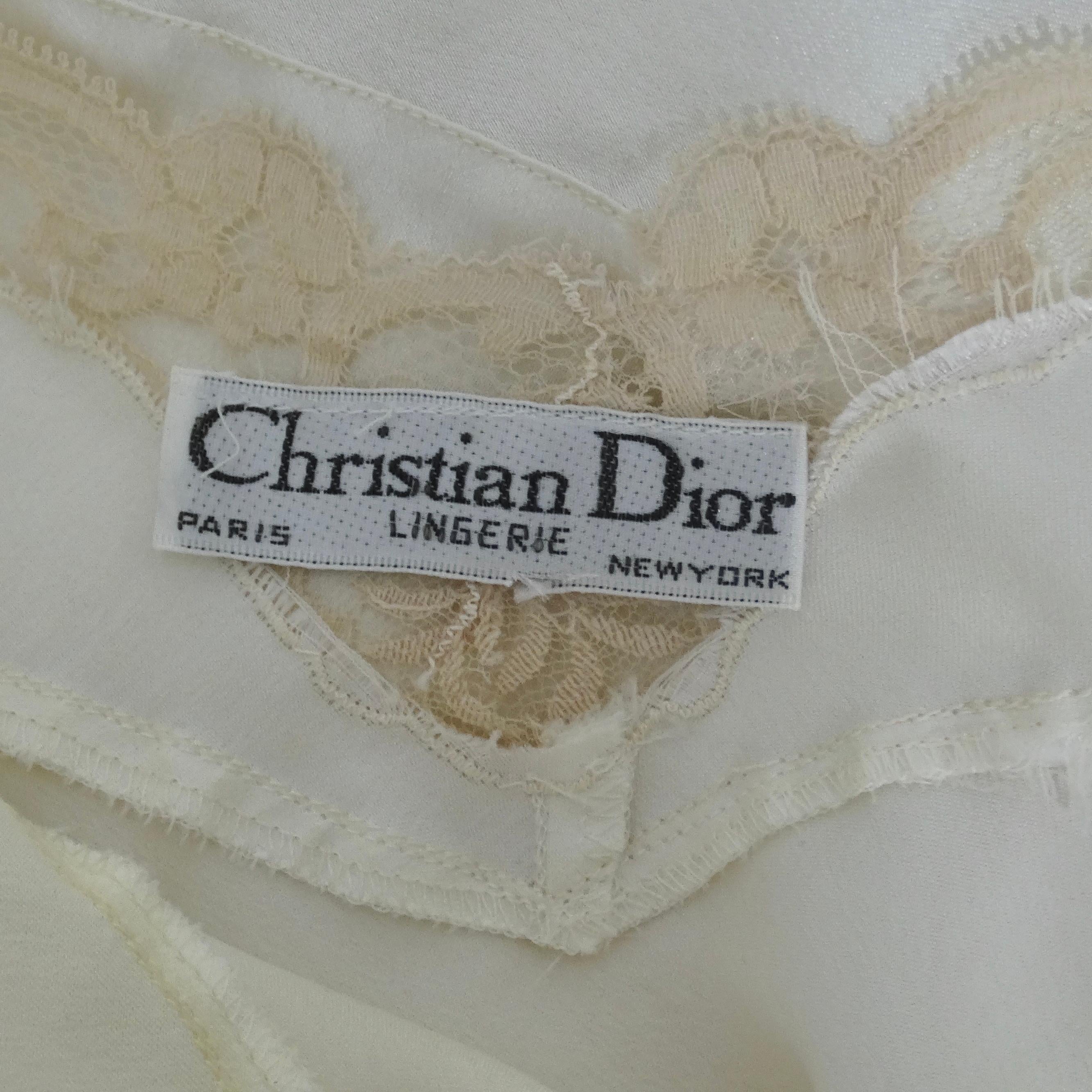 Christian Dior 1980s Ivory Satin Slip Dress and Blouse Set 12