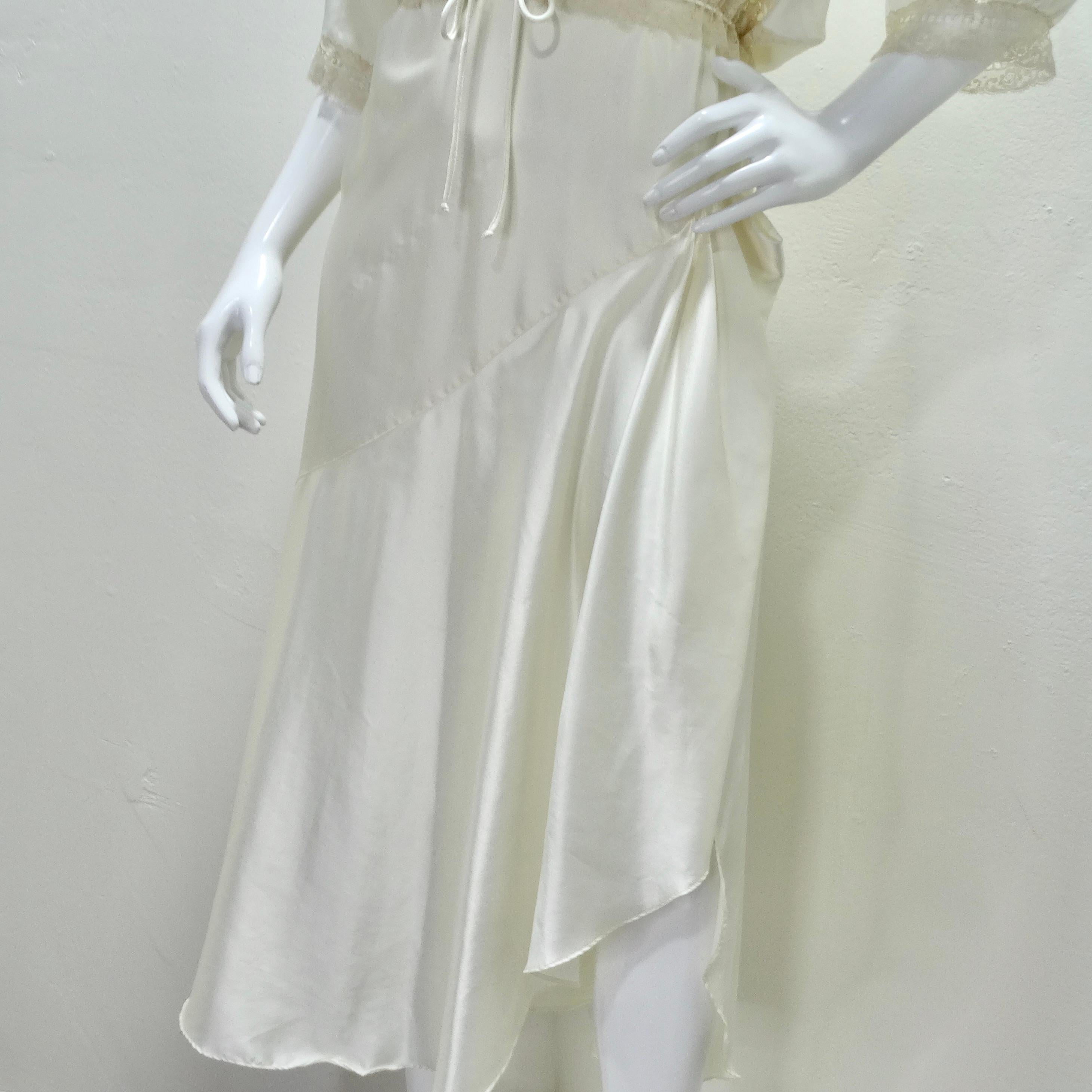 Christian Dior 1980s Ivory Satin Slip Dress and Blouse Set In Excellent Condition In Scottsdale, AZ