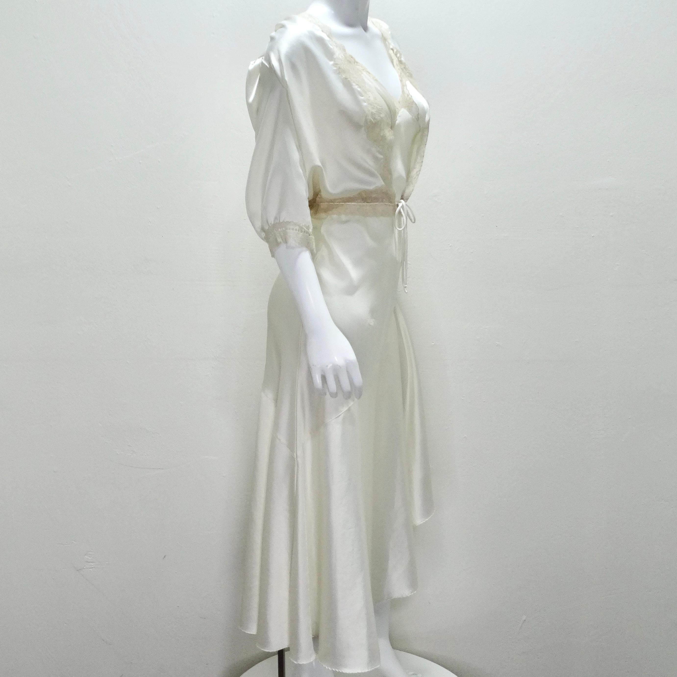 Women's or Men's Christian Dior 1980s Ivory Satin Slip Dress and Blouse Set