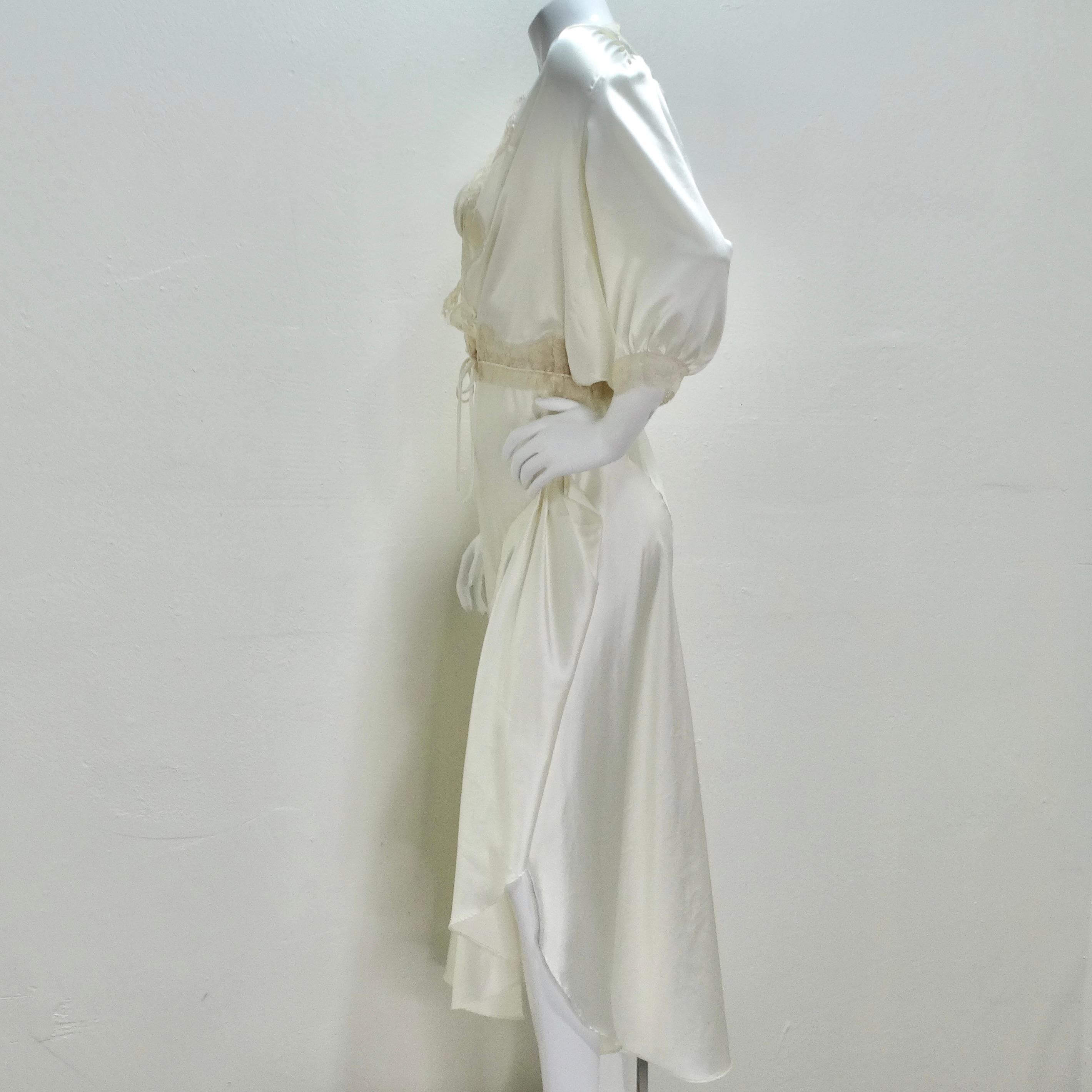 Christian Dior 1980s Ivory Satin Slip Dress and Blouse Set 3