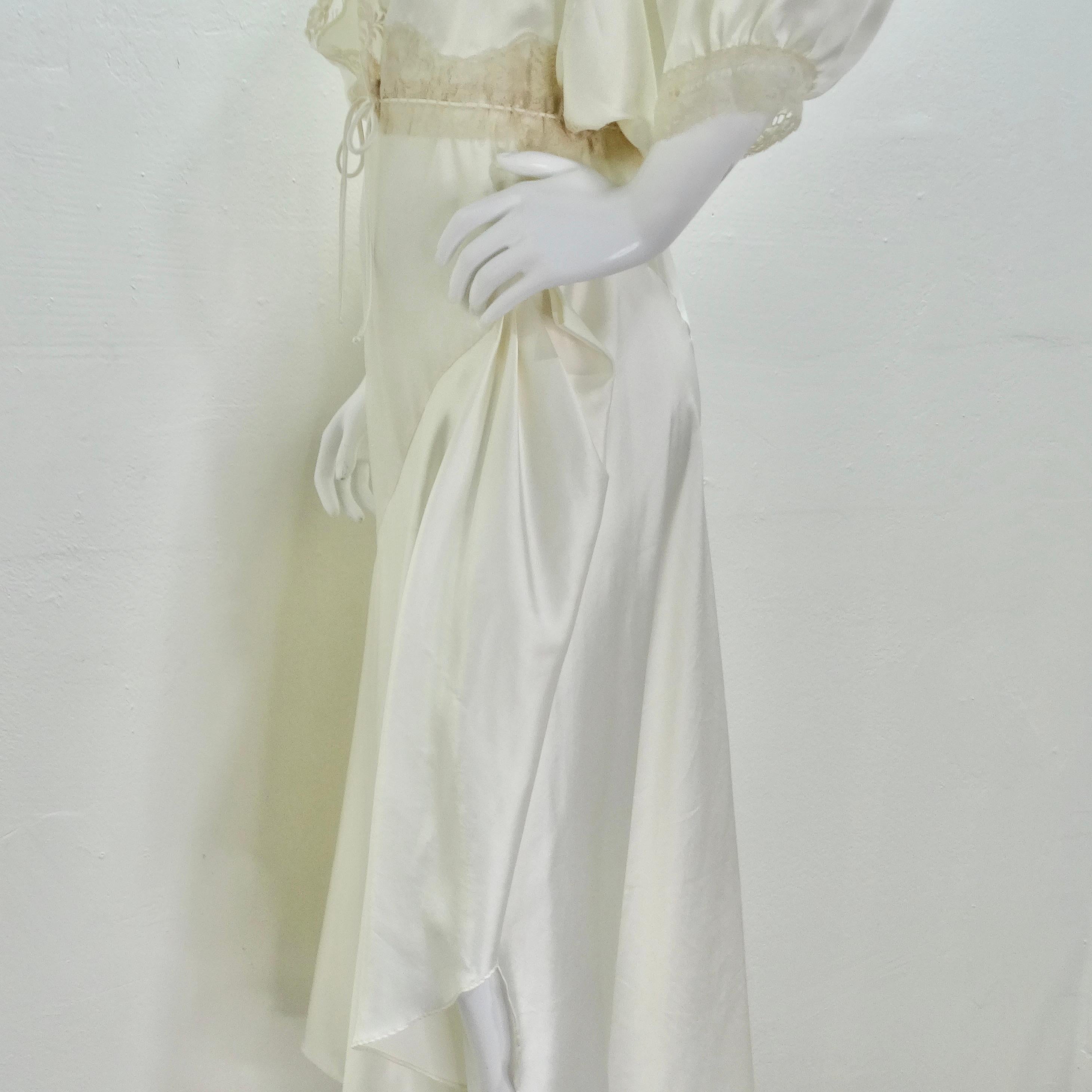 Christian Dior 1980s Ivory Satin Slip Dress and Blouse Set 4