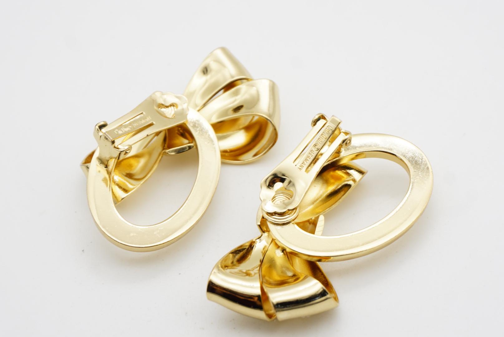 Boucles d'oreilles Christian Dior 1980 Massive Glow Bow Oval Ribbon Logo Monogram Clip Earrings en vente 6