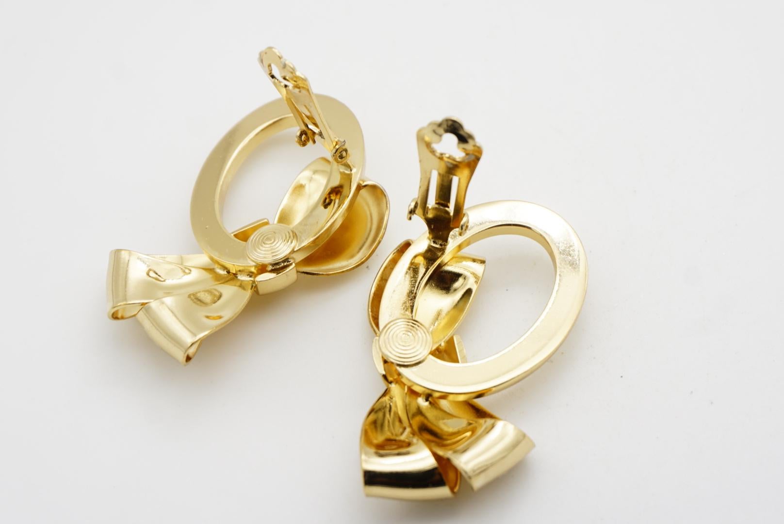 Boucles d'oreilles Christian Dior 1980 Massive Glow Bow Oval Ribbon Logo Monogram Clip Earrings en vente 8