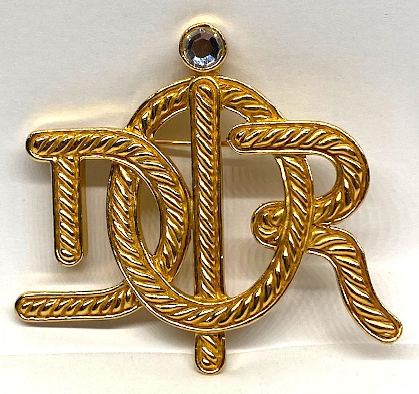 Christian Dior 1980s Monogram Brooch In Good Condition In New York, NY