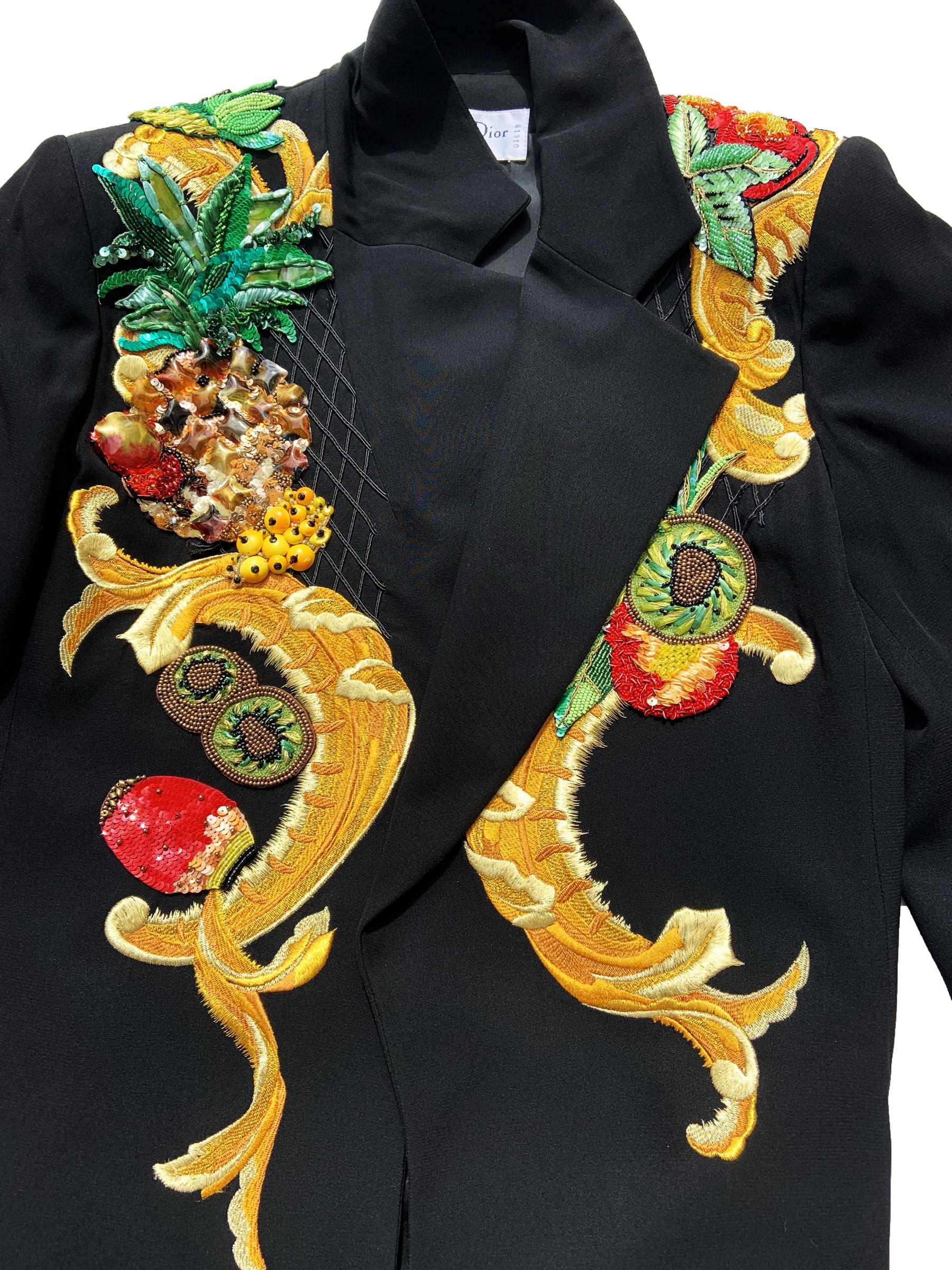  Christian Dior 1980's Numbered Beaded & Embroidered Long Blazer Jacket + Top  For Sale 2